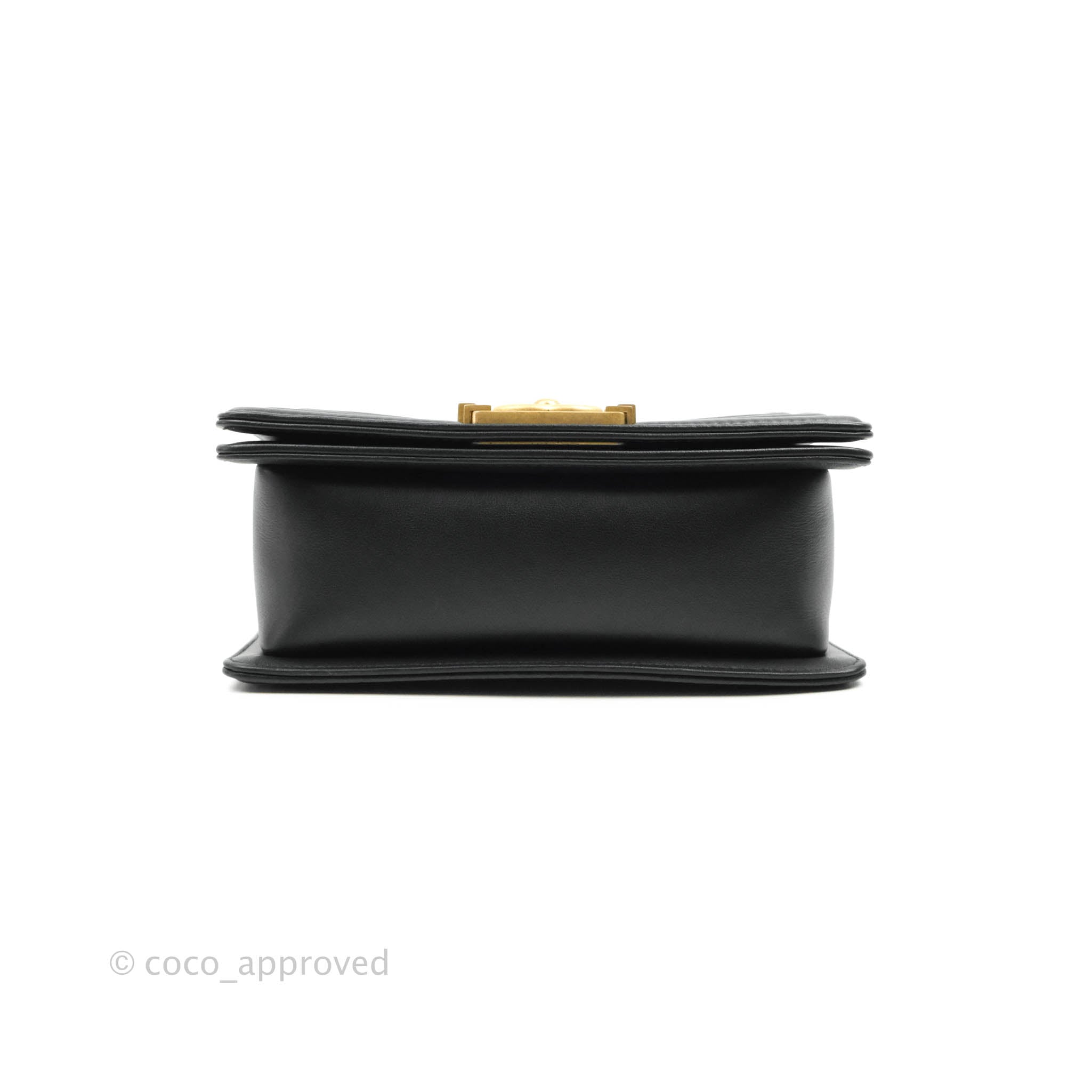 Chanel Boy Quilted Small Handbag Black Calfskin Leather with Aged Gold Hardware - Perfect for Evening Events, Parties & Luxury Fashion Accessories