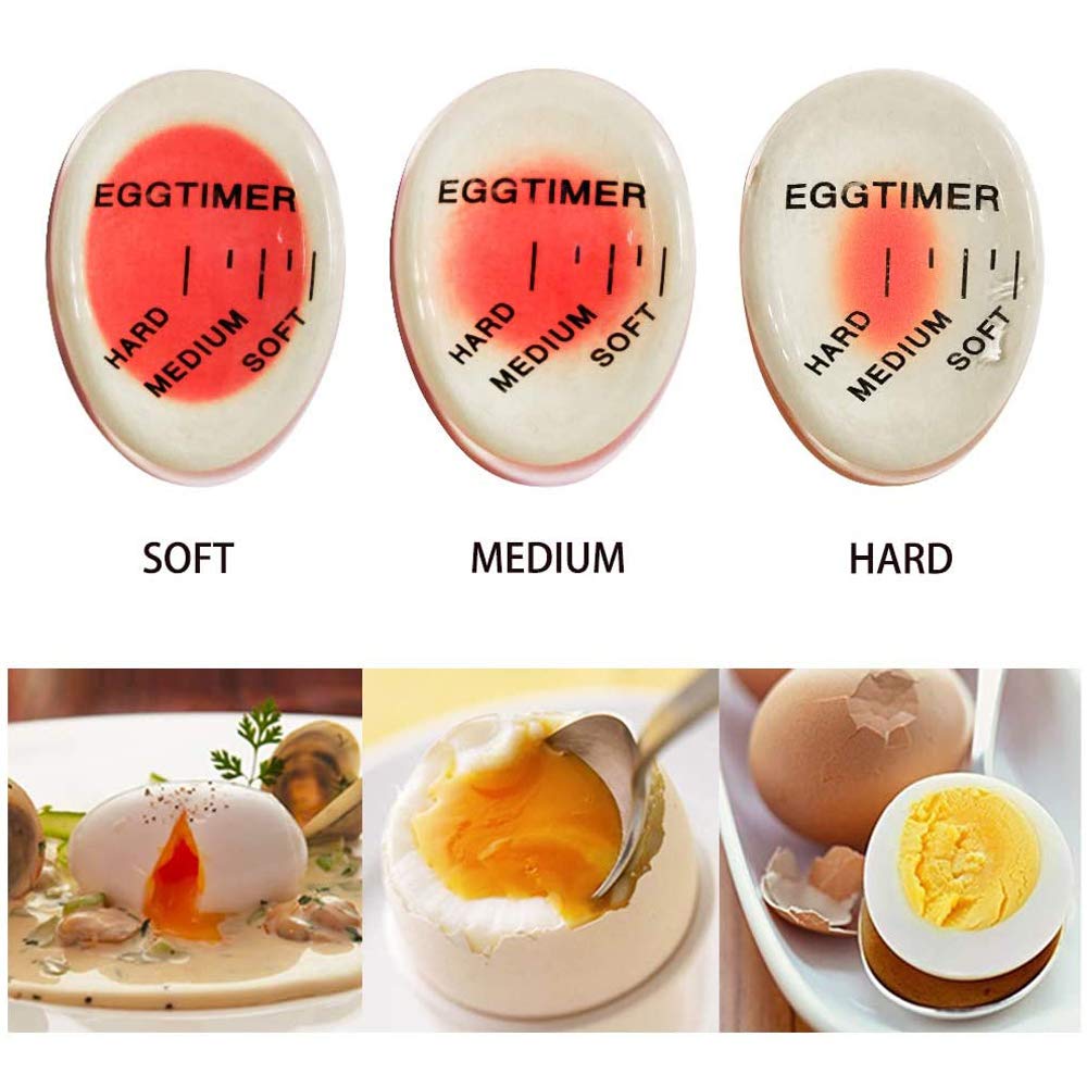 2-Pack Egg Timer for Perfect Boiled Eggs - Reusable, Color-Changing, Non-Toxic Kitchen Tool for Soft, Medium & Hard Boiled Eggs - Ideal for Breakfast, Meal Prep & Cooking Enthusiasts