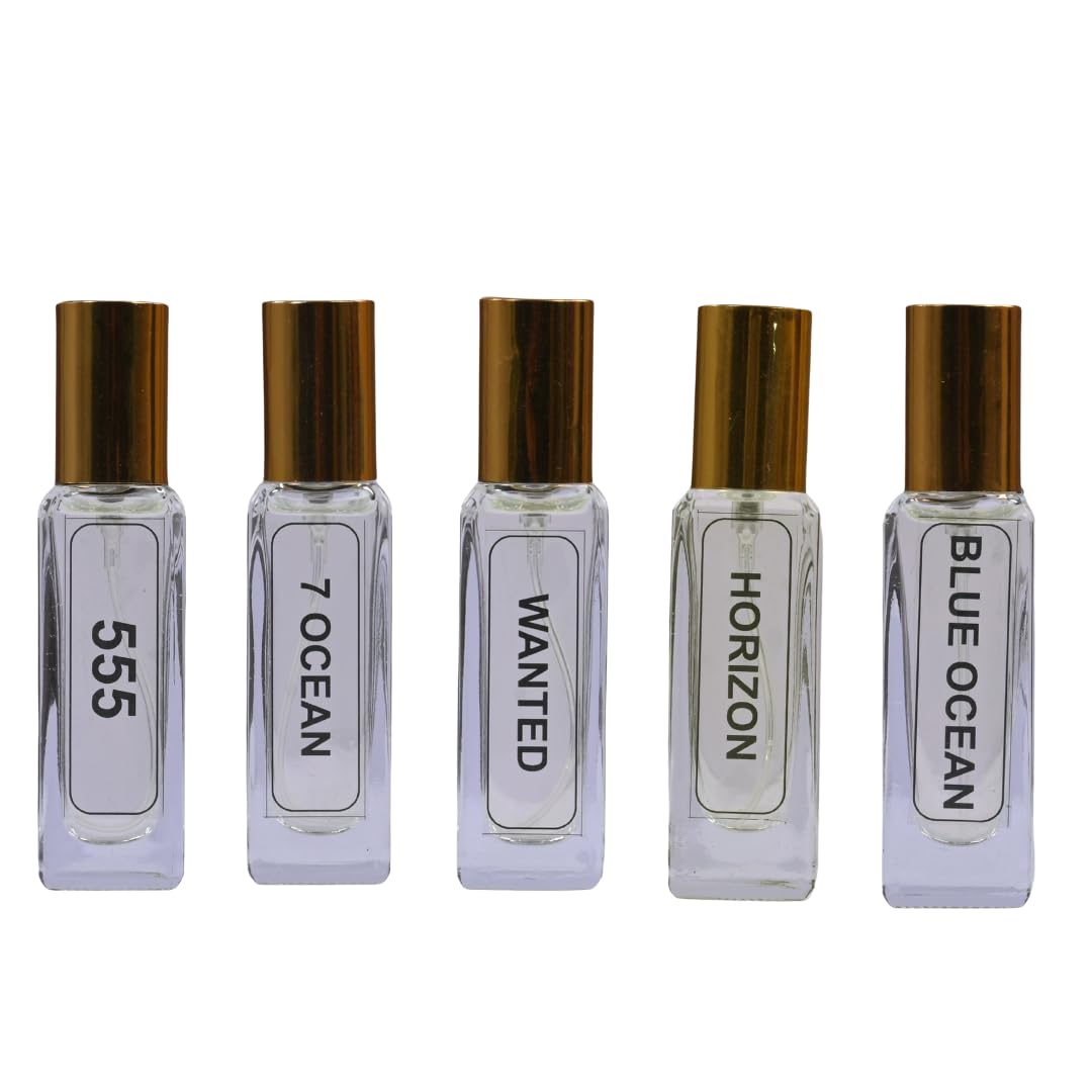 555, Seven Ocean, Wanted, Horizon, Blue Ocean | Luxury Eau De Parfum for Men | 5x20ml Travel Size Perfume Set (100ml Total) | 35% Perfume Oil Concentration | Long Lasting 8 Hours | Best Gift Set for Him | Perfect for Work, Date Night & Special Occasions