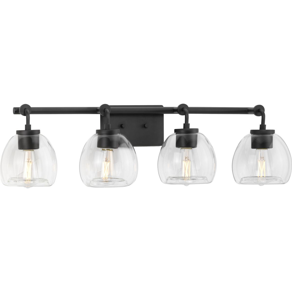 Caisson Collection 4-Light Clear Glass Bathroom Vanity Light – Perfect for Modern Bathroom & Powder Room Lighting