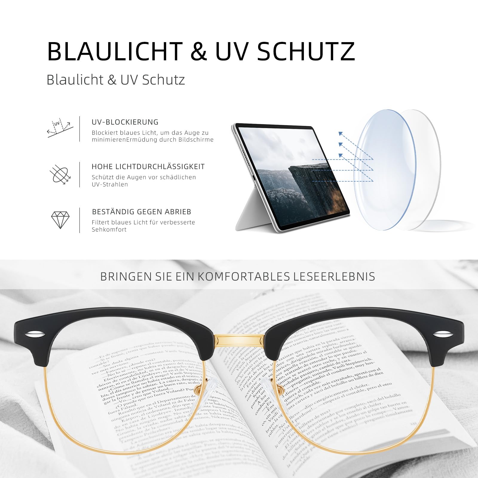 Occhsouo Blue Light Blocking Glasses for Men & Women - Anti Blue Light Computer Glasses, Screen Protector for TV Work Gaming & Reading - Reduce Eye Strain & Improve Sleep