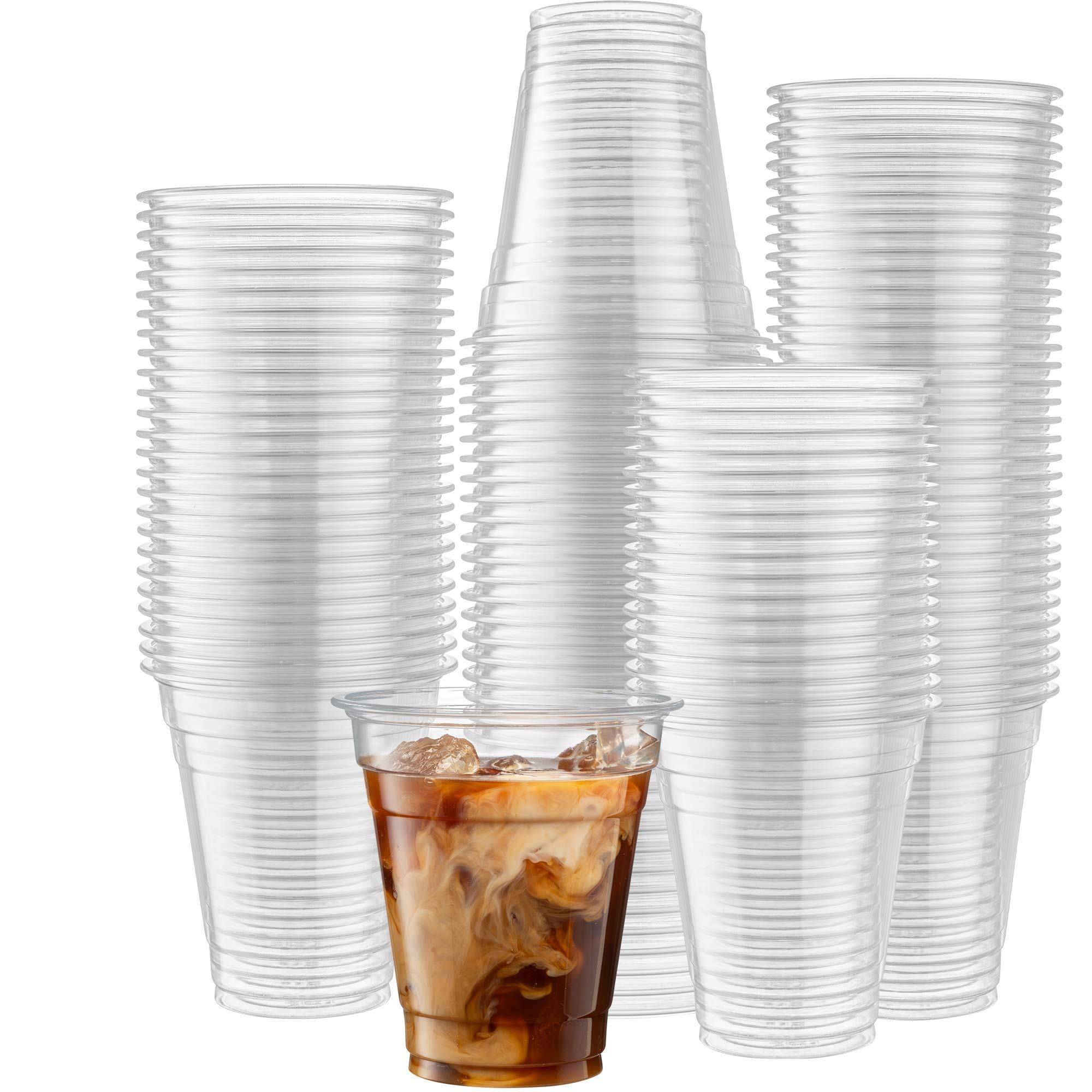 50 Pack 12oz Clear PET Plastic Cups - Disposable Iced Coffee, Cold Drink, Slush, Smoothie & Slurpee Cups - Perfect for Parties, Events, BBQs & Outdoor Gatherings