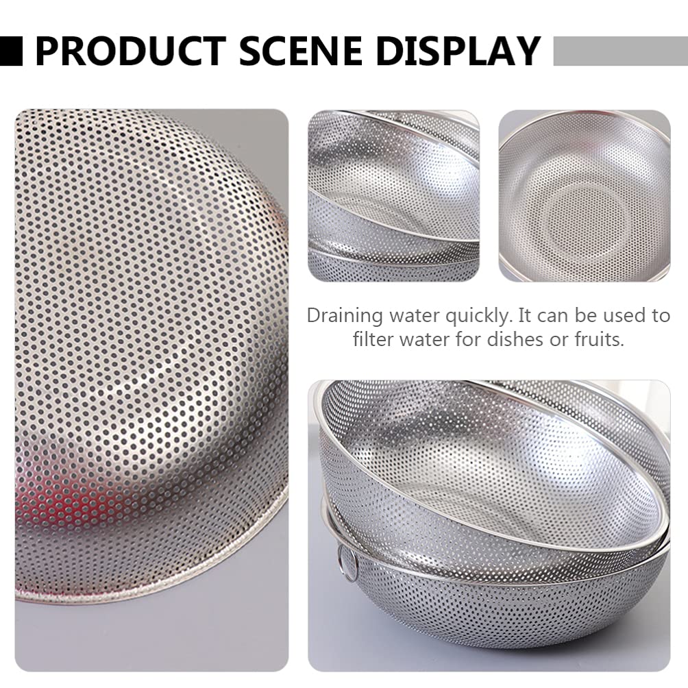 Stainless Steel Rice Washing Basket with Drain Holes - Multi-Purpose Kitchen Colander for Washing Vegetables, Fruits, Rice & Draining Pasta - Perfect for Cooking, Meal Prep & Healthy Eating