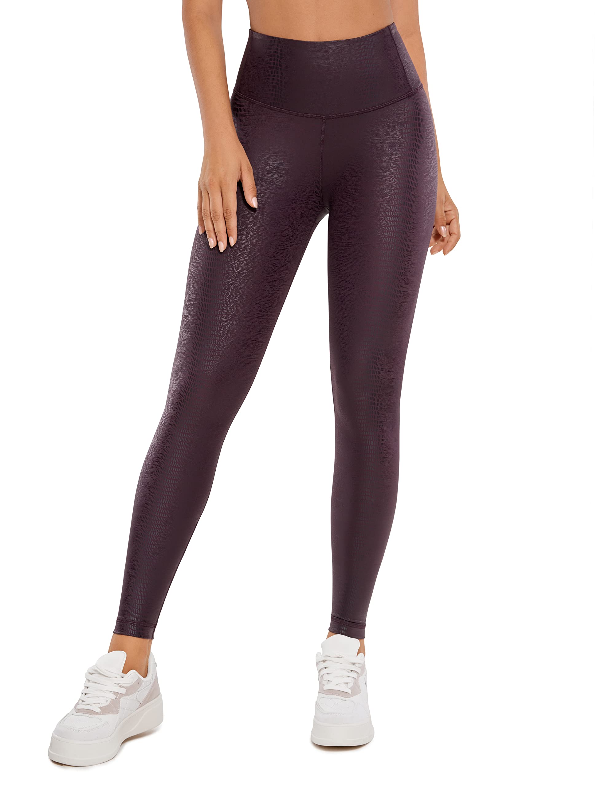 CRZ YOGA Women's Matte Faux Leather Leggings 25''/28'' - High Waisted Stretch Yoga Pants with Tummy Control | Faux Leather Workout Tights for Gym, Running & Everyday Wear