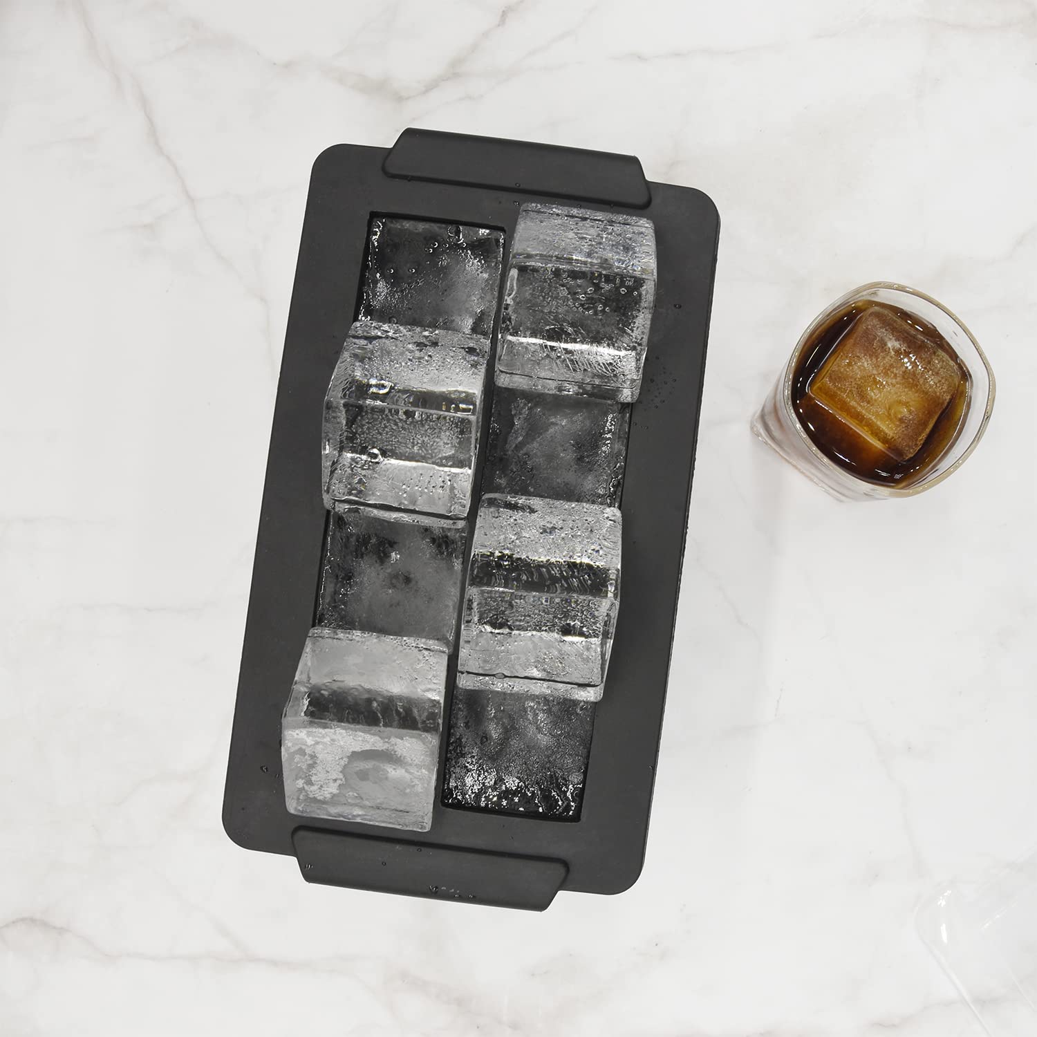 Premium Clear Ice Cube Molds - 2 Inch Large Ice Cube Maker for Whiskey & Cocktails | Set of 8 Reusable Silicone Molds with Storage Bag | Perfect for Bourbon, Scotch, Cocktail Parties & Home Bars
