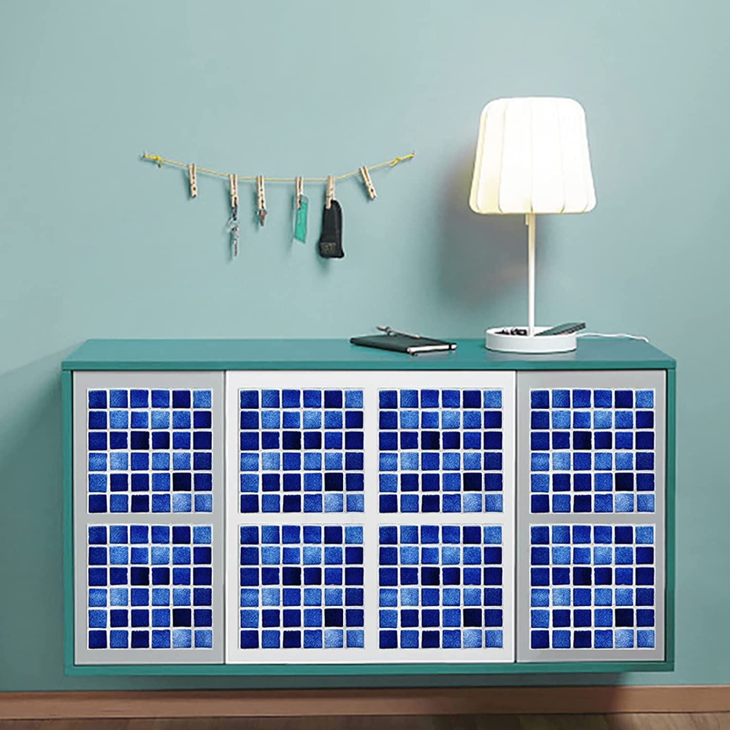 Dark Blue Kitchen Tile Stickers 30cm x 30cm - Peel and Stick Wall Tiles for Backsplash, Home Decor & DIY Renovation | Perfect for Kitchen, Bathroom, Laundry Room & RV Makeover