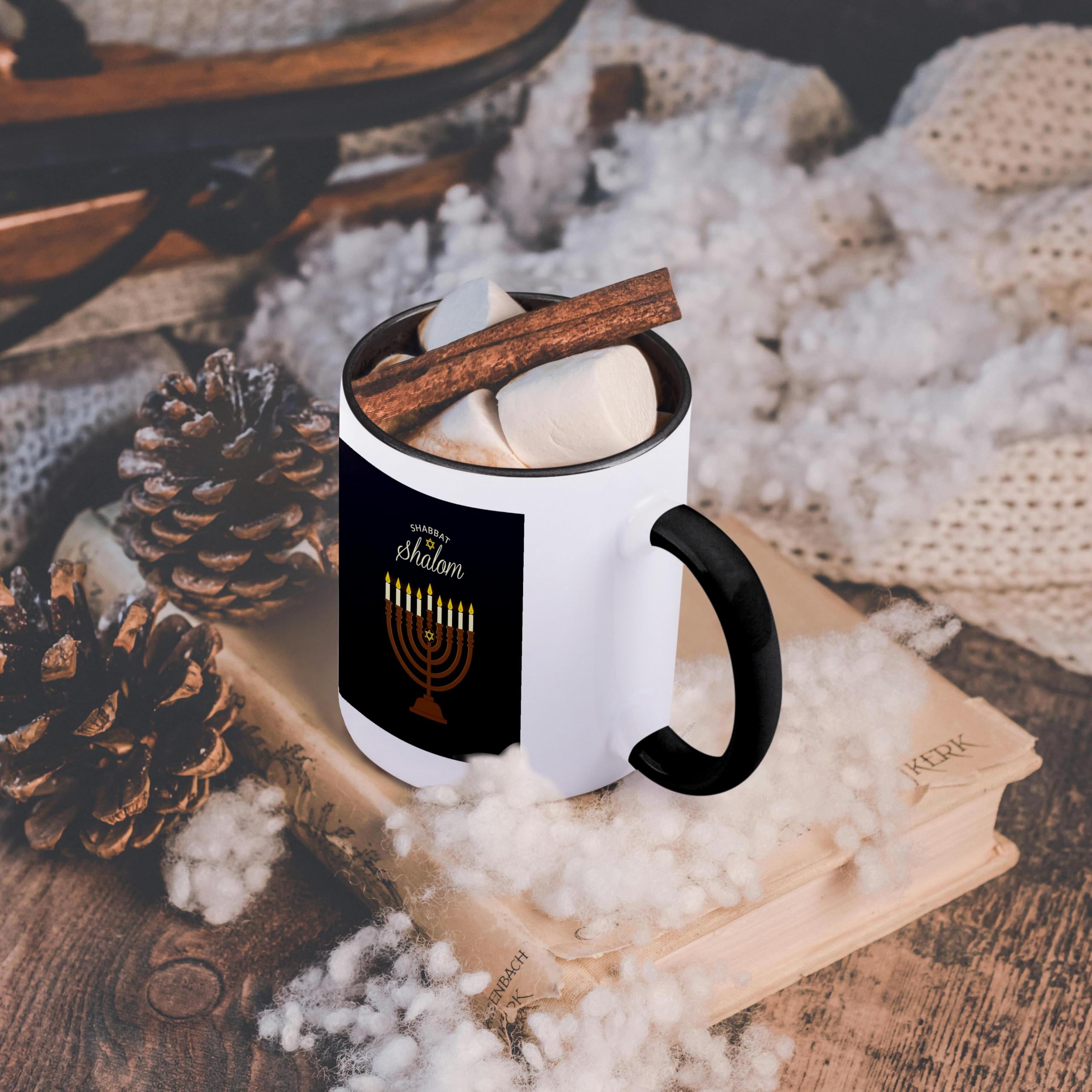 3dRose 11oz Shabbat Shalom Hebrew Israel Religion Candles Coffee Mug - Funny Gift for Jewish Holidays, Home & Office Use