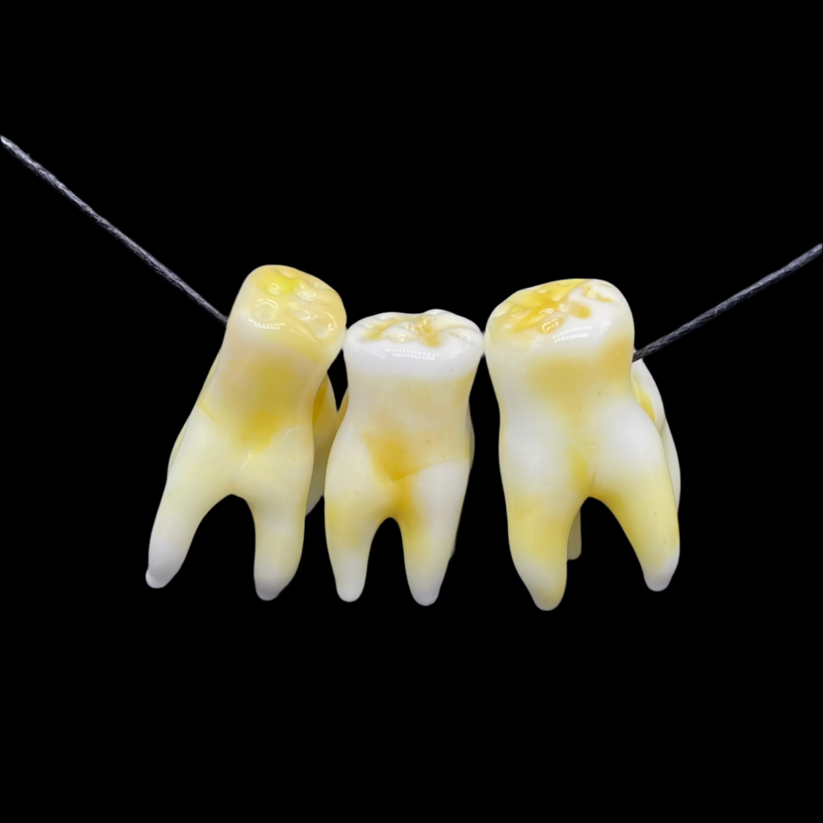 3 Pack Glass Tooth Beads for Jewelry Making - DIY Craft Beads for Necklaces, Bracelets, and Earrings - Perfect for Handmade Jewelry and Art Projects