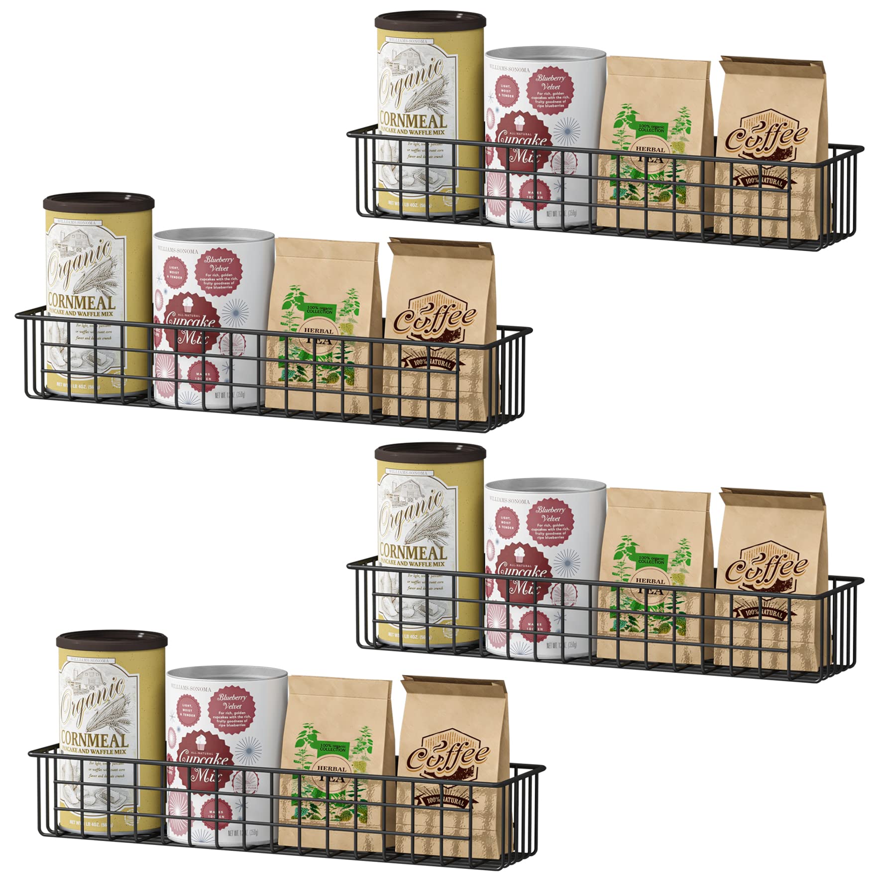 4PCS Magnetic Storage Baskets for Refrigerator - Strong Magnetic Spice Rack & Fridge Organizer - Space-Saving Kitchen Storage for Spices, Condiments & Snacks - Perfect for Pantry, Home & Office Organization