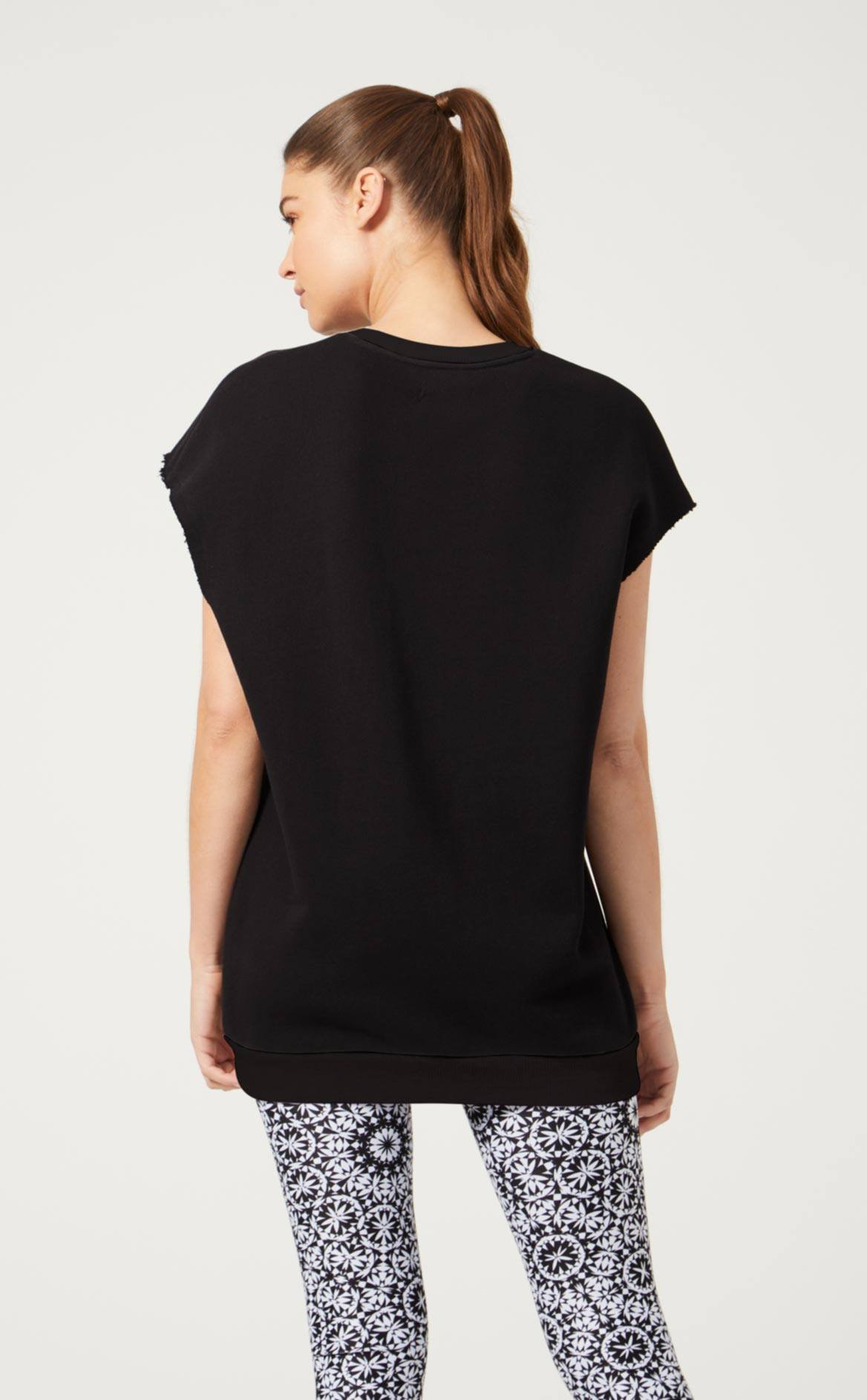 Chelsea Sleeveless Sweatshirt for Women - Jet Black Cotton Pullover Top | Perfect for Gym, Yoga & Casual Wear