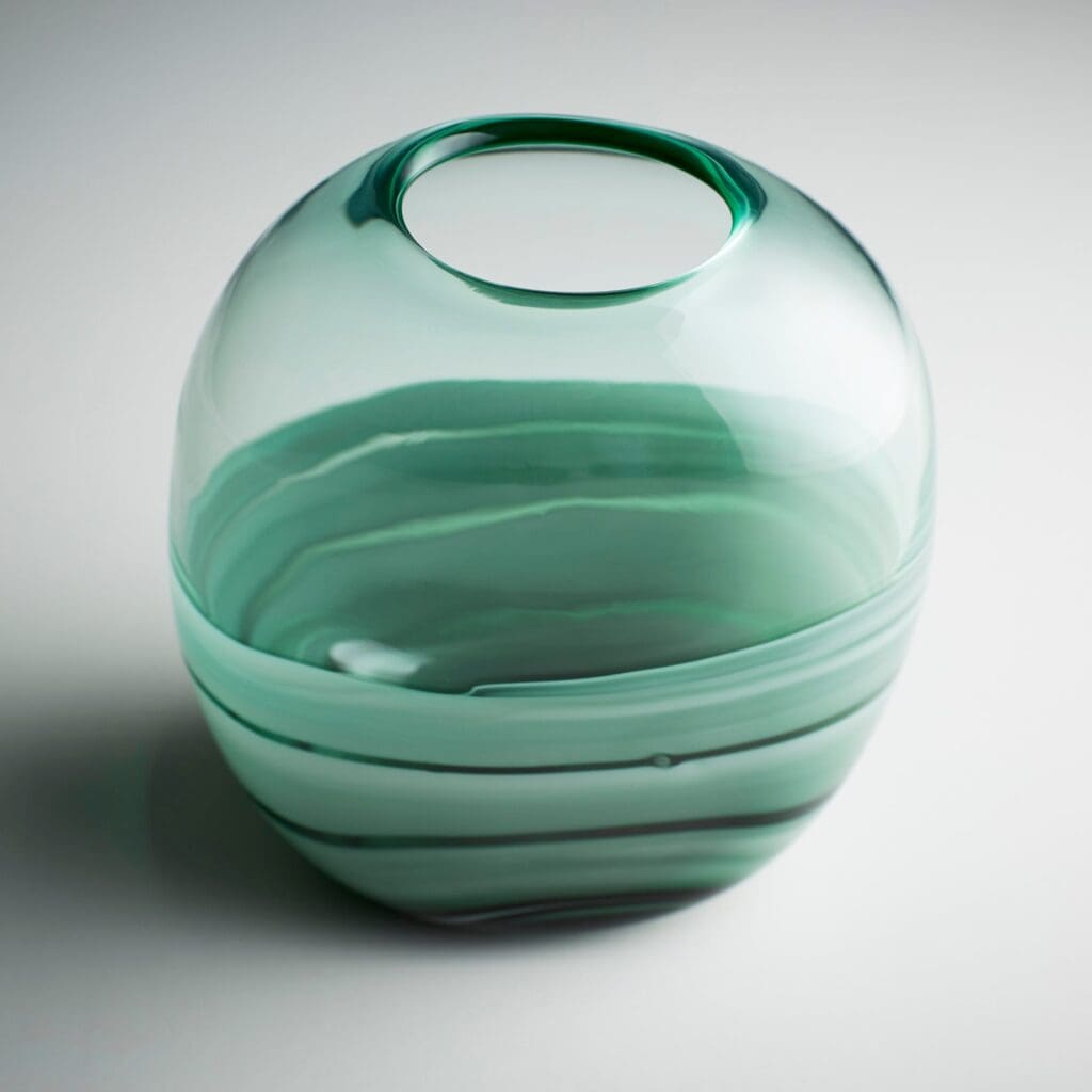 Cyan Design 10883 Torrent Vase - Green Squat Ceramic Vase for Home Decor, Centerpiece, Wedding & Tabletop Display