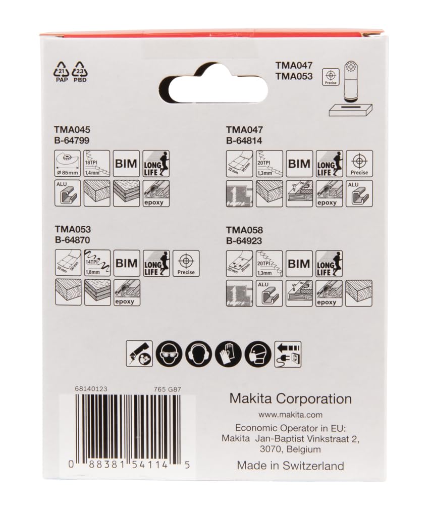 Makita B-67480 Multi-Tool Starlock Plunge Set - Premium Oscillating Tool Blade Kit for Wood, Metal & Drywall Cutting - Perfect for DIY Projects & Professional Renovations
