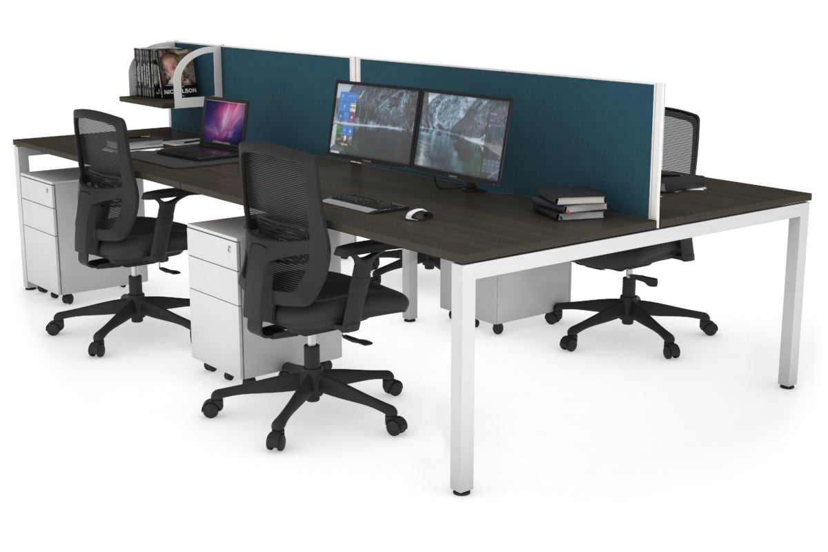 4-Person Office Workstation with Quadro Square Legs - 1800L x 800W Desk with Cable Management Scallop | Perfect for Collaborative Workspaces & Open Office Environments