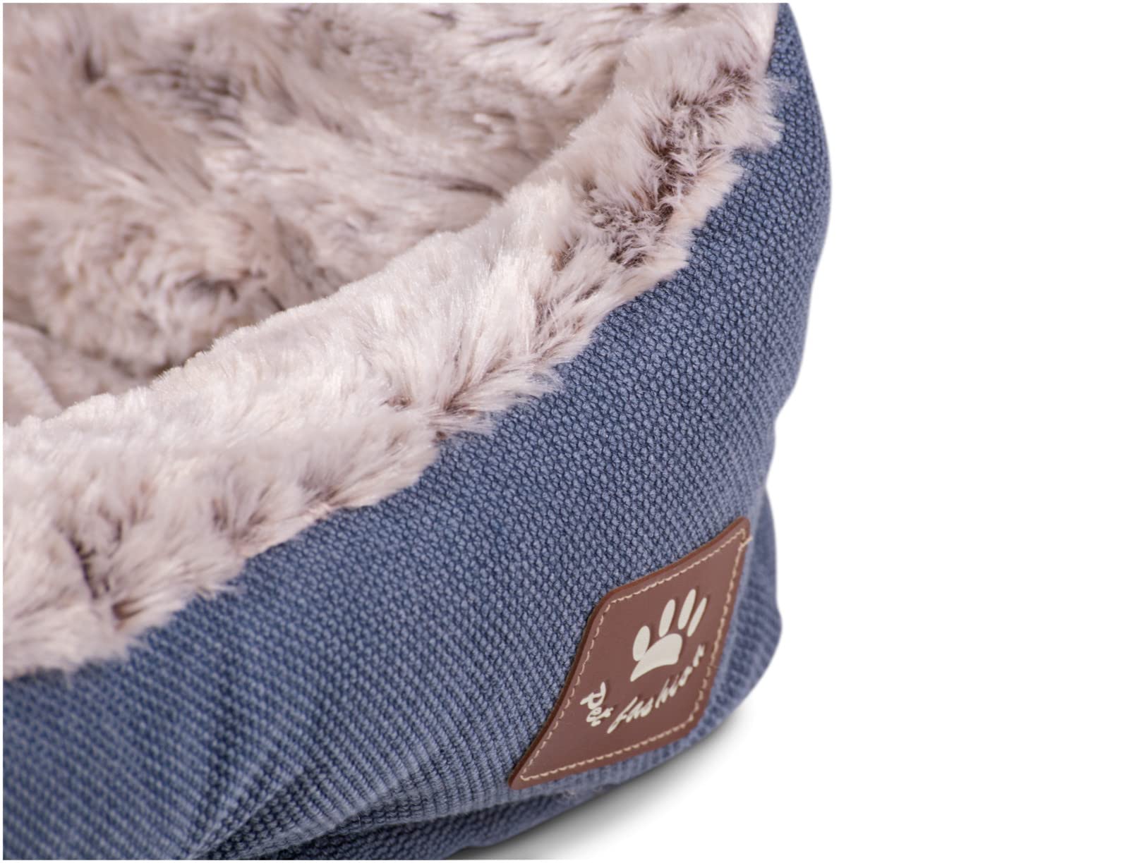 Premium Asma Dog Bed Basket 45 x 40 cm - Soft Blue & Grey Washable Pet Bed for Small to Medium Dogs - Perfect for Indoor Use in Living Room or Bedroom