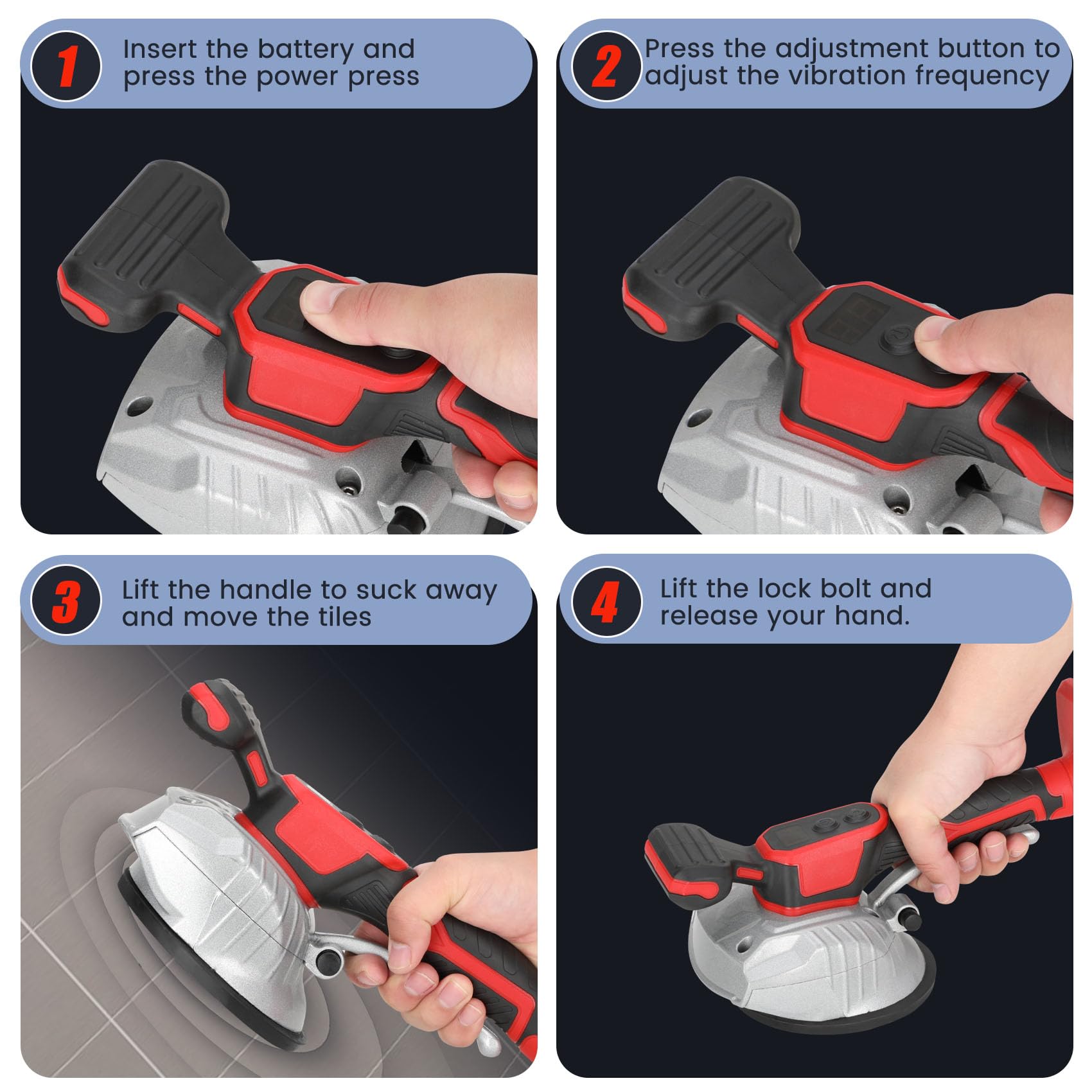 Milwaukee 18V Max Cordless Tile Vibration Leveling Machine - 8 Adjustable Speed, Digital Display & Strong Suction Cup - Perfect for DIY Tile Installation & Professional Flooring Projects (Battery Sold Separately)