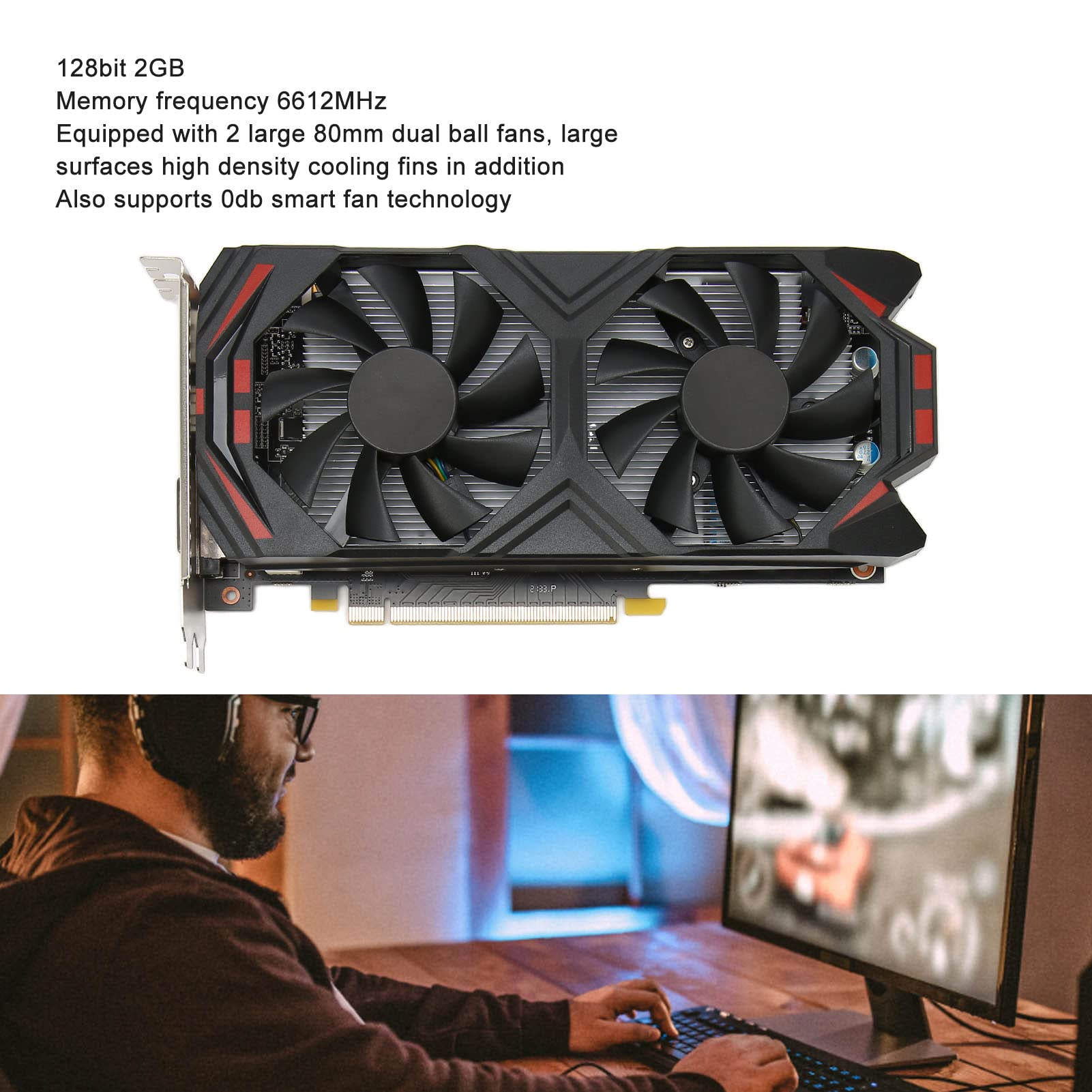 Luqeeg GTX 950 2GB GDDR5 128bit PCIe Graphics Card for PC Gaming - 4K Resolution, DirectX 12, DVI & Fan Cooling - Perfect for Esports, VR & High-Performance Gaming PCs