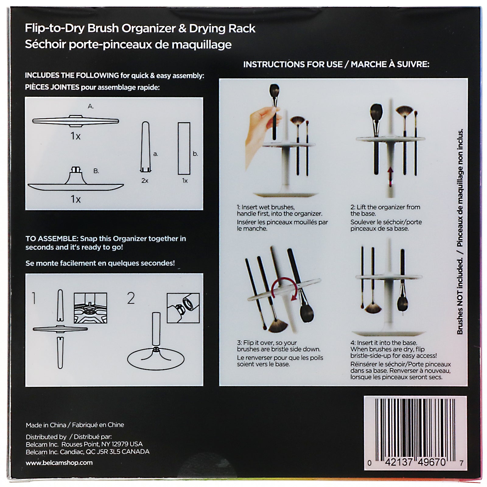 Flip to Dry Brush Organizer & Drying Rack - Space-Saving Makeup Brush Holder for Bathroom Countertop & Vanity Organization | Perfect for Travel & Salon Use