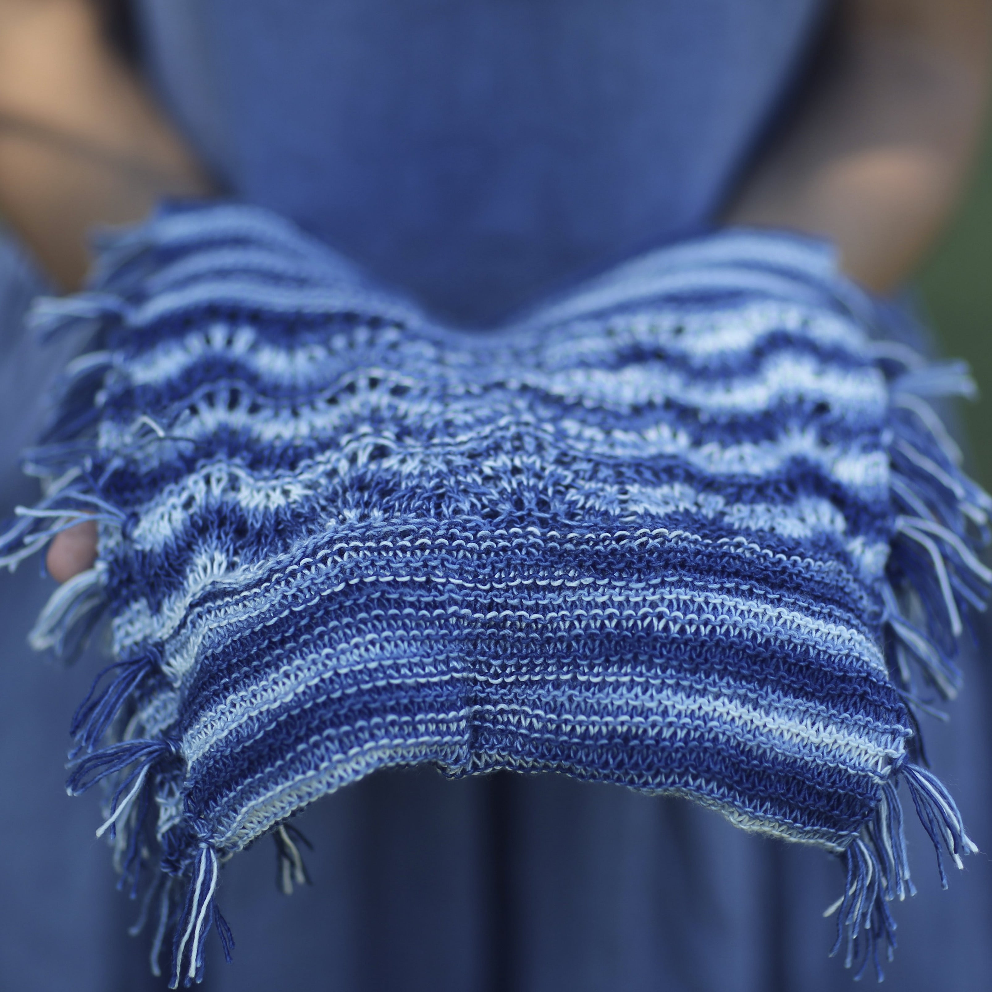 AVFKW x Joji Locatelli Fringed Denim Cowl Sweater - Special Colorway | Women's Fashion Knitwear for Fall & Winter | Perfect for Casual Outfits and Layering