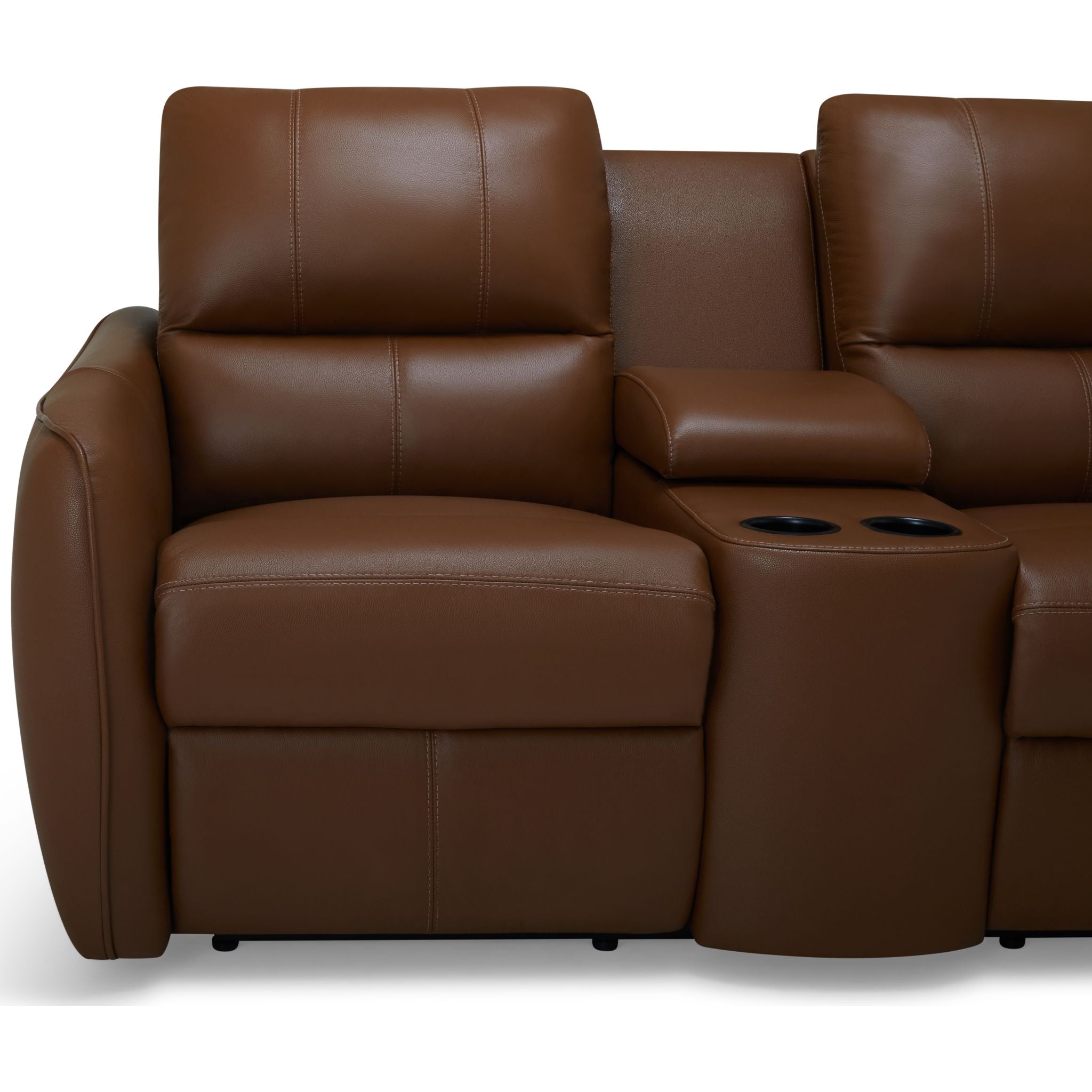 Arlo Power Reclining Loveseat with Console - Valencia Biscotti Fabric - Modern Recliner Sofa for Living Room, Home Theater & Small Spaces