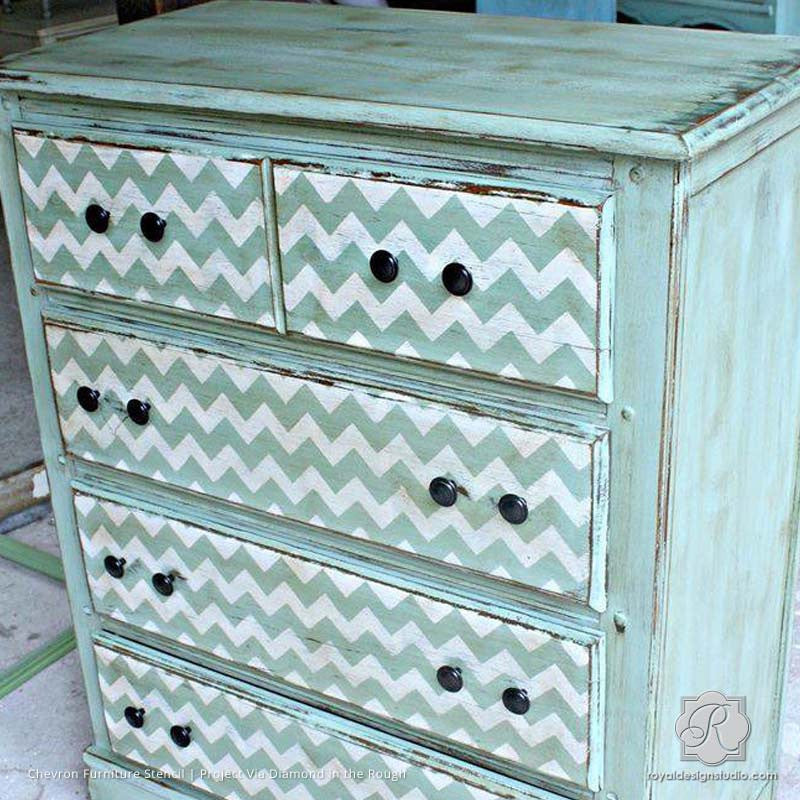 Chevron Pattern Furniture Stencil - DIY Wood Painting Template for Cabinets, Tables & Walls - Perfect for Home Decor & Craft Projects