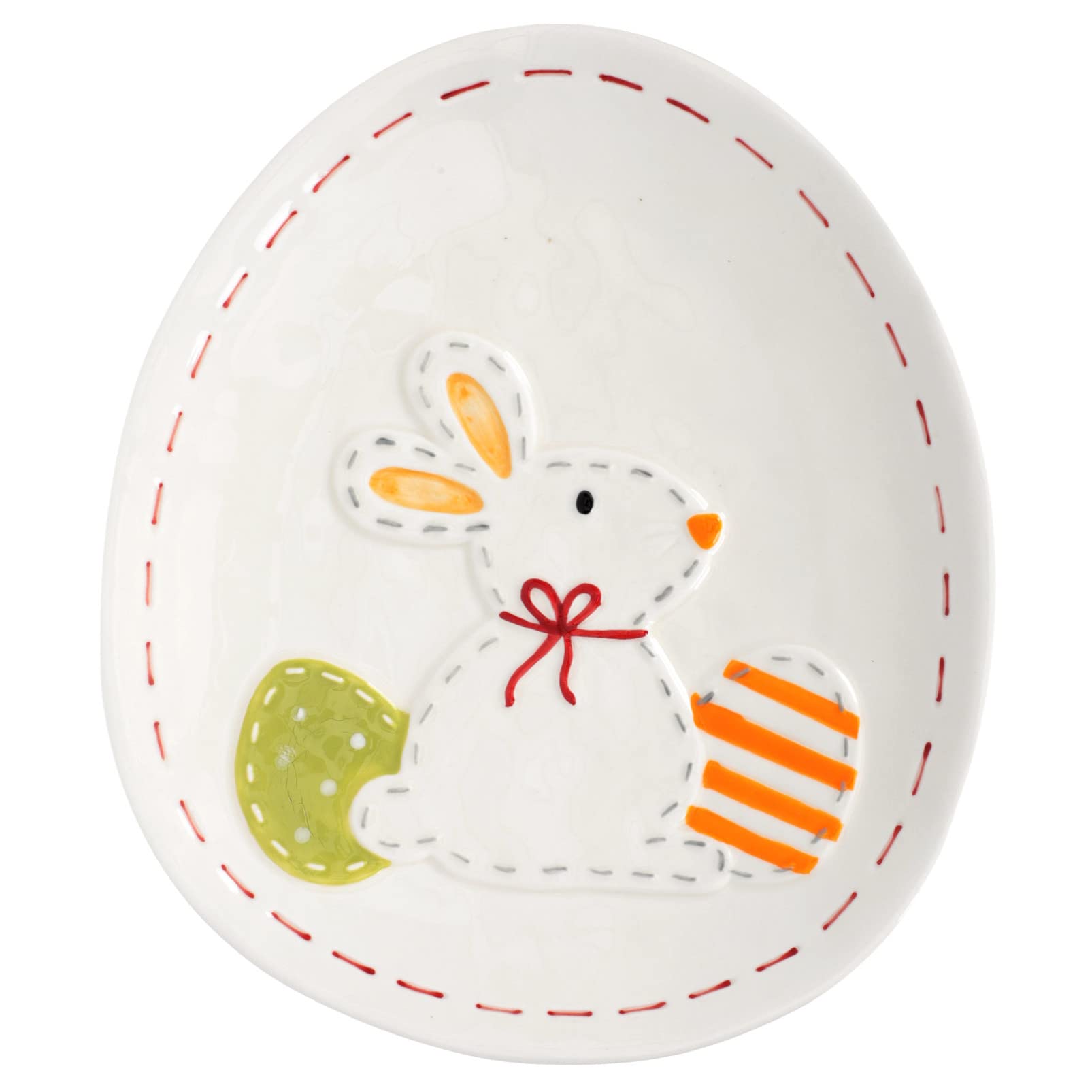 Easter Ceramic Dinner Plate with Rabbit Bunny Pattern - Fruit Plate, Cake Dessert Dish, Candy Storage Container & Serving Tray - Perfect for Spring Easter Party, Holiday Gatherings & Home Decor