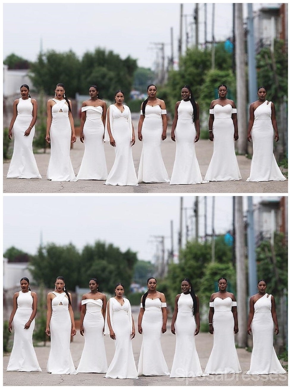 Off White Mismatched Mermaid Bridesmaid Dresses - Affordable Long Formal Gowns for Weddings & Special Occasions | Style WG643 | Perfect for Beach Weddings, Evening Galas & Prom Nights