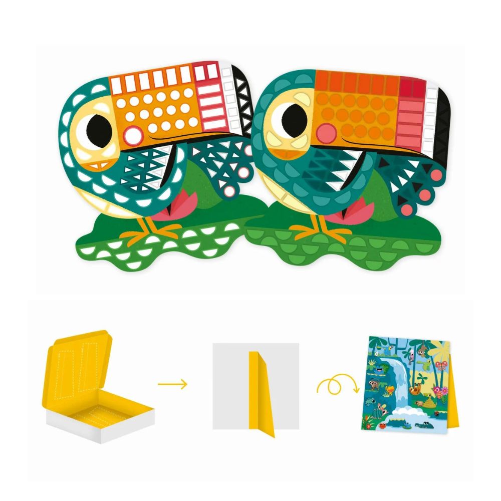 Janod Kids Craft Kit for Ages 5+ - 200+ Stickers, Decorative Elements & Creative Supplies | Fun DIY Art Projects for Children's Birthday Parties & Classroom Activities