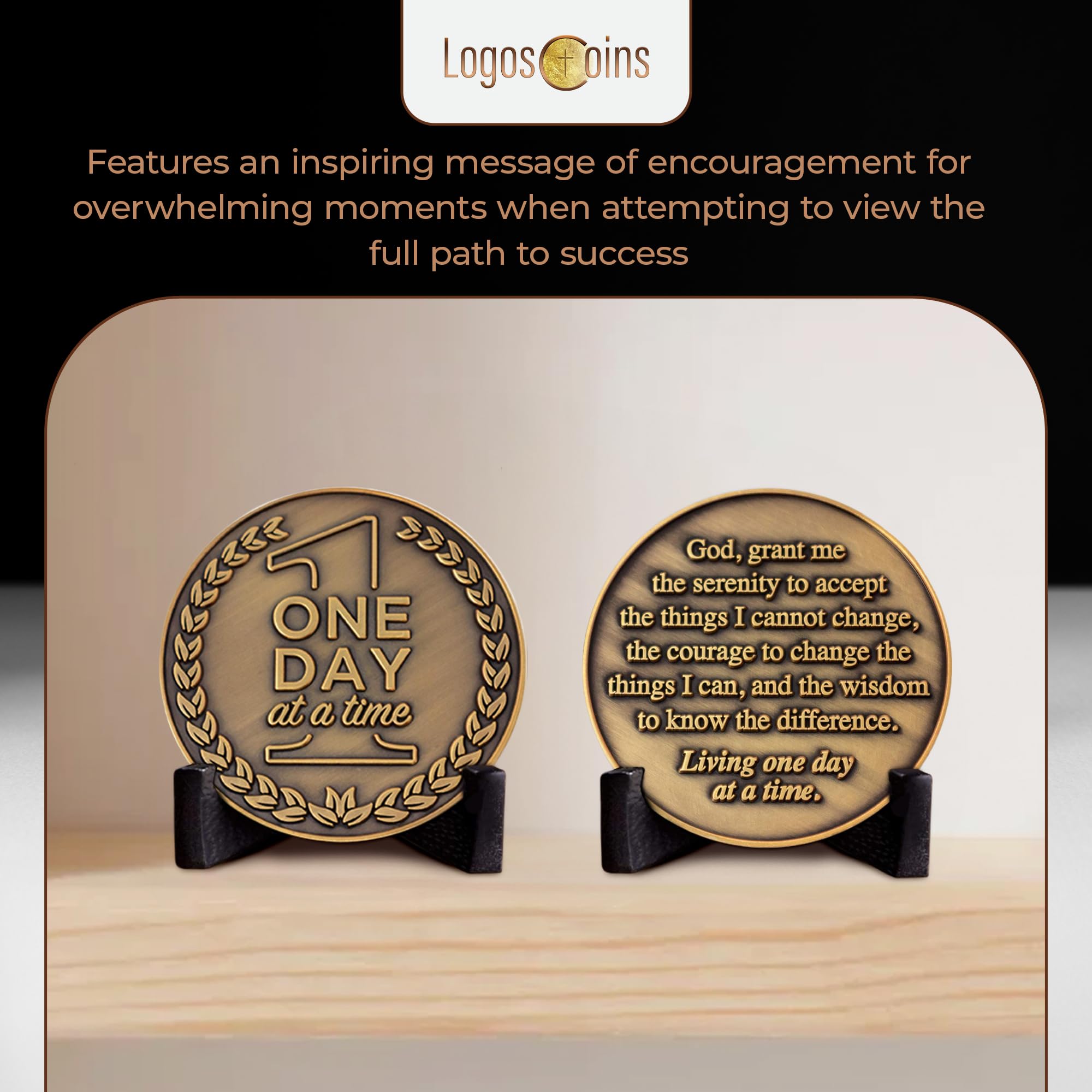 10-Piece Serenity Prayer & One Day at a Time Sobriety Coin Set - 1.75