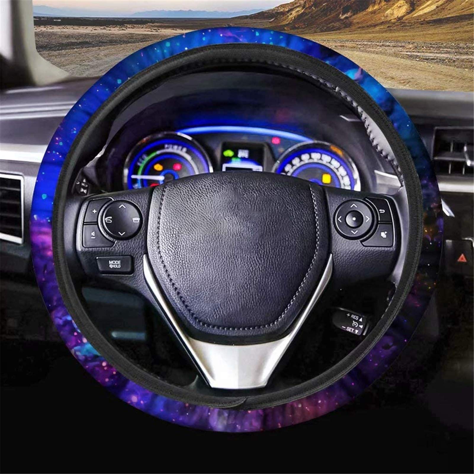 SEANATIVE Universal Car Steering Wheel Cover - Soft Warm Winter Grip with Galaxy Starry Design, Non-Slip Auto Accessory for Women & Men | Perfect for Cold Weather Commuting & Stylish Interior Decor