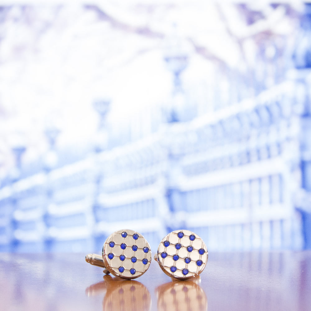 Premium Round Diamond Embellished Cufflinks for Men - Elegant Dress Accessories for Weddings, Business & Formal Events