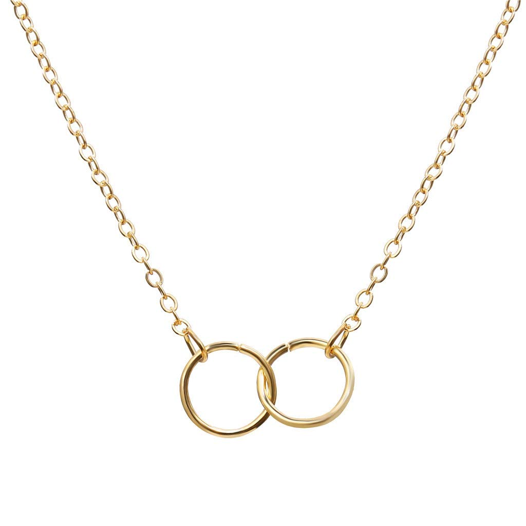 Johtae Golden Double Layer Clavicle Chain Necklace for Women - Vintage Retro Metal Alloy Layered Necklace Jewelry | Perfect for Date Night, Party & Everyday Wear