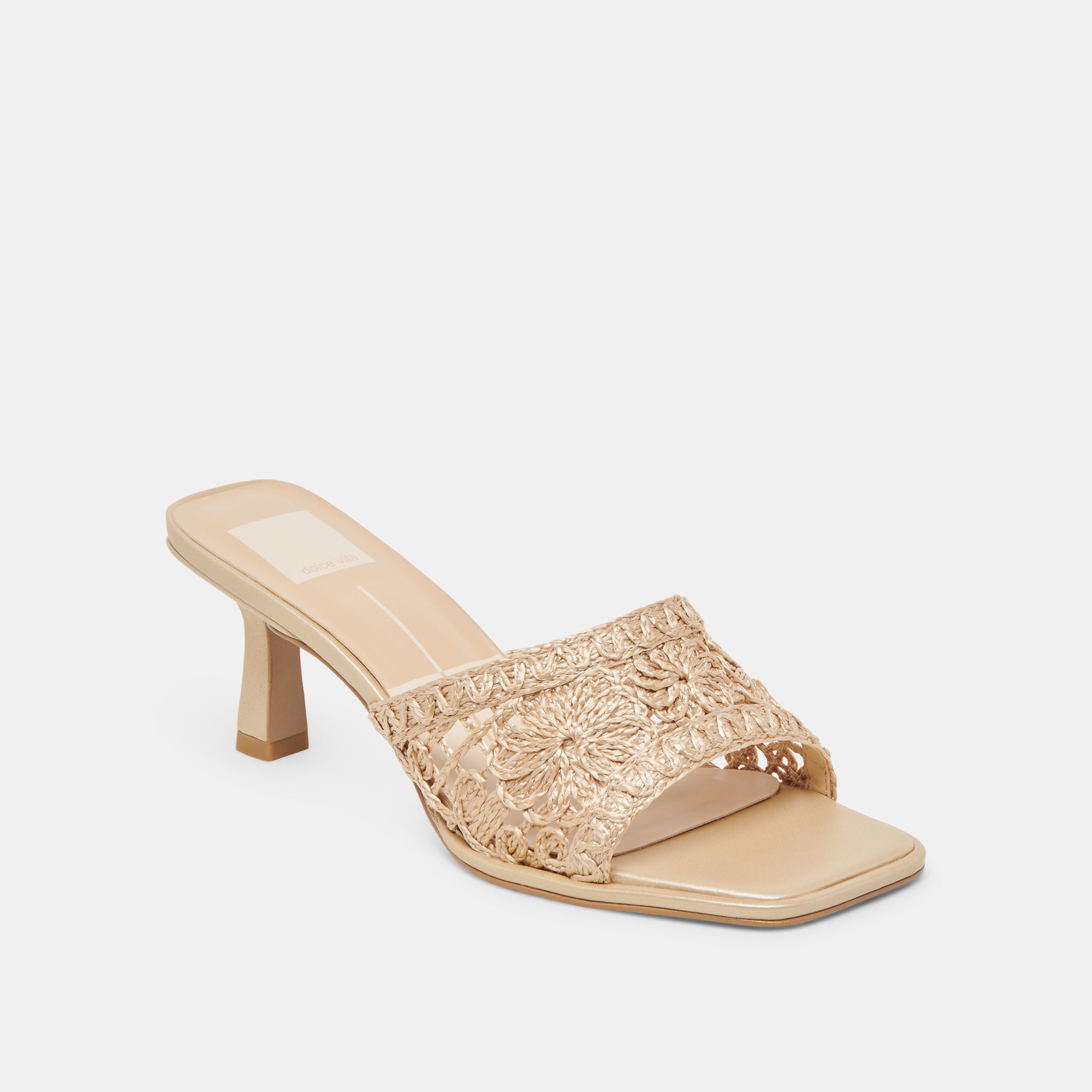 MAYLAH Women's Light Gold Macrame Heels - Elegant High Heel Sandals for Parties, Weddings & Special Occasions