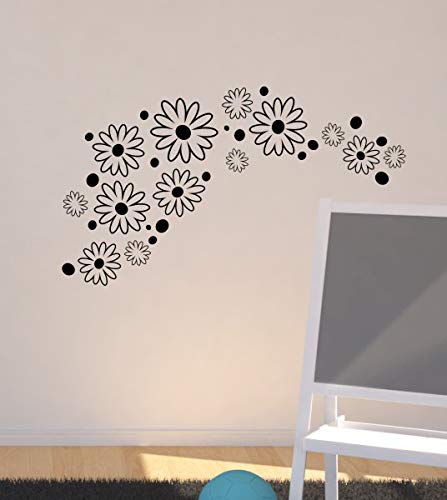 Floral Wall Stickers - Flowers & Dots Decal Set (28pc, 10