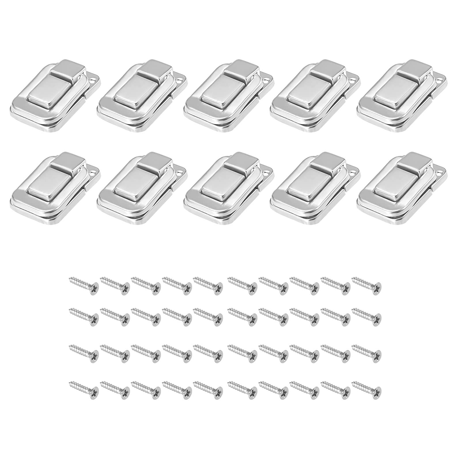 METALLIXITY 10Pcs Toggle Catch Lock (38mm x 25mm) - Nickel Plated Iron Hasp Latches for Cabinets, Boxes & Suitcases - Silver Tone Hardware for Secure Storage & Travel Luggage