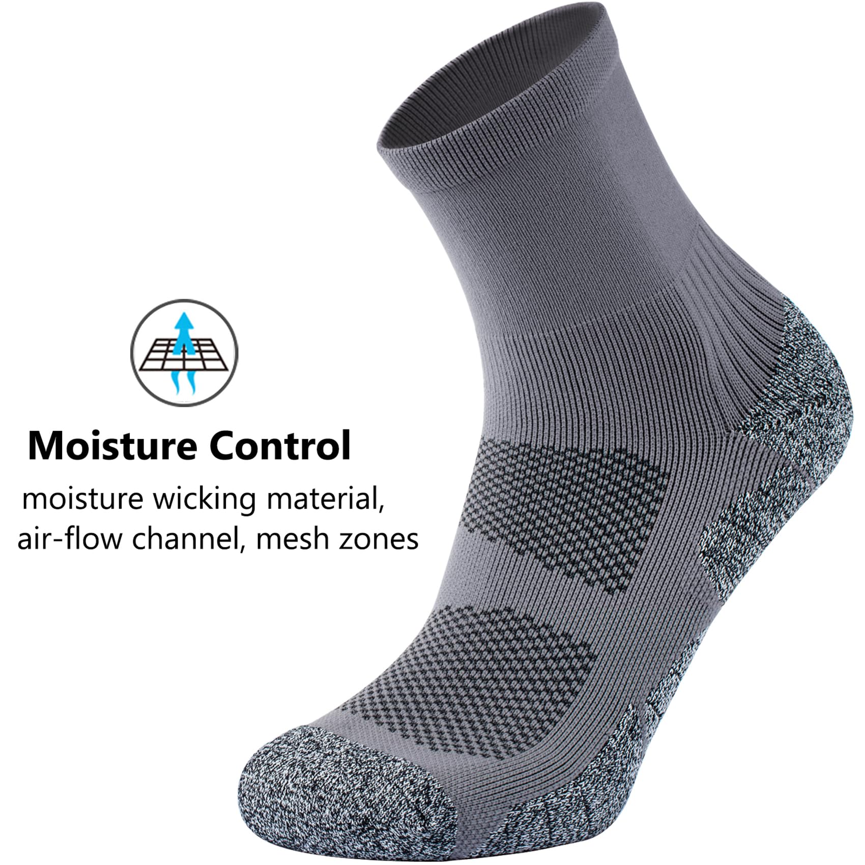 CWVLC Compression Athletic Quarter Socks for Men & Women - Breathable Cushioned Support Socks for Running, Basketball, Workout & Sports Activities
