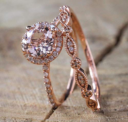 Elegant Rose Gold Plated CZ Diamond Wedding Ring Set for Women - 9-Piece Bridal Jewelry Set for Engagement, Anniversary & Special Occasions