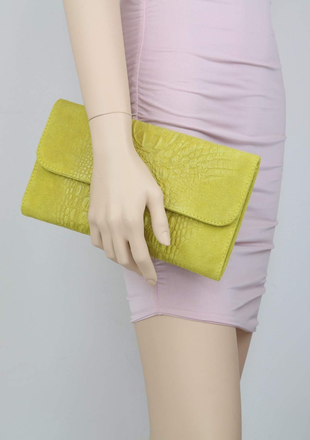 Stylish Women's Crocodile-Embossed Suede Clutch Purse - Elegant Evening Bag for Parties, Weddings & Special Occasions
