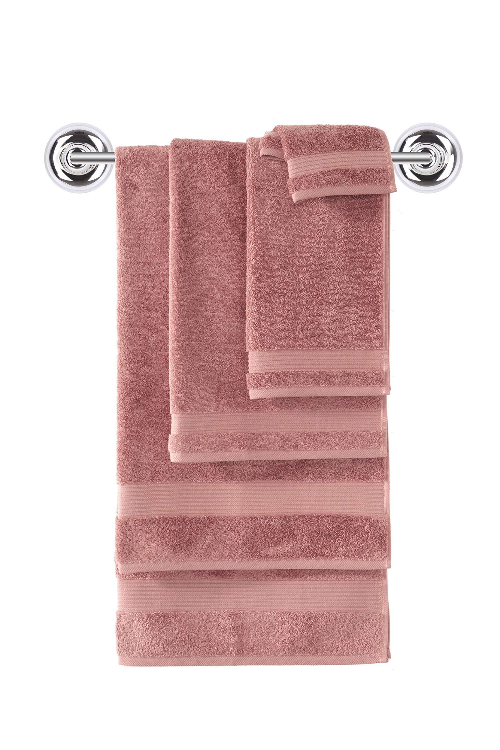 Premium 6-Piece Turkish Cotton Bath Towel Set - 100% Natural Quick-Dry & Ultra Absorbent - Includes 2 Bath Towels, 2 Hand Towels & 2 Washcloths (Coral) - Perfect for Spa, Beach & Luxury Bathroom Decor