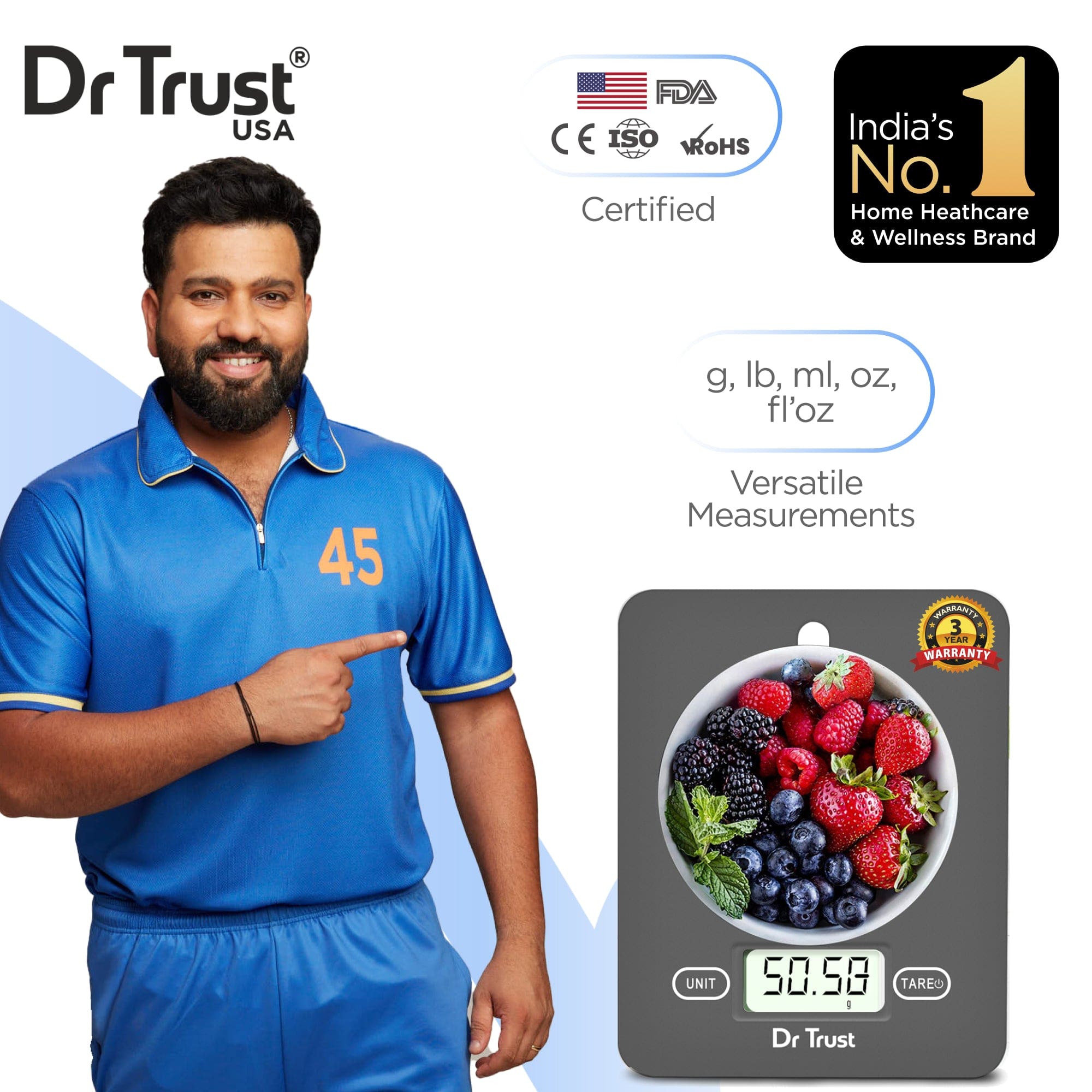 Dr Trust USA Digital Kitchen Scale 517 - Precise Electronic Food Scale for Cooking, Baking & Meal Prep - Perfect for Home & Professional Use