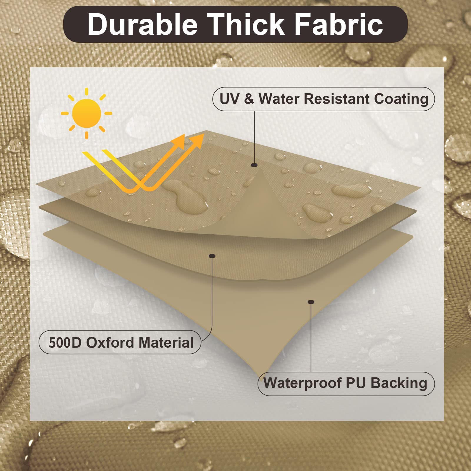 PureFit Outdoor Sectional Sofa Cover - Waterproof V-Shaped Patio Furniture Protector for Deck, Lawn & Backyard - 100”x100” Camel - Perfect for Rain, Sun & Snow Protection