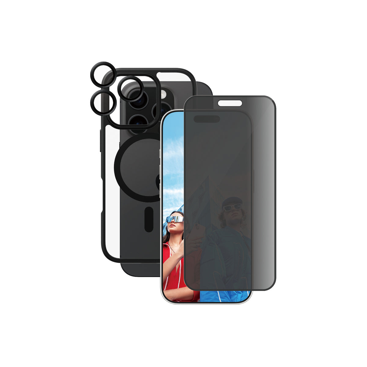 Panzer Flagship 3-in-1 Privacy Screen Protector for iPhone 16 Pro - Anti-Spy Tempered Glass, Camera Cover & Privacy Filter - Perfect for Business, Banking & Secure Mobile Use