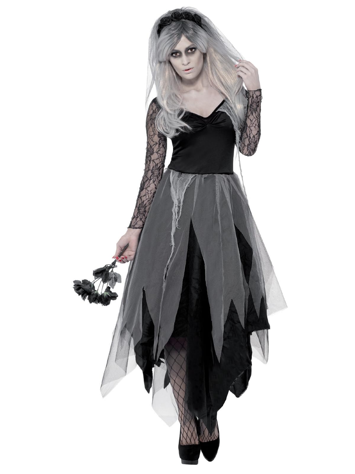 Smiffy's Women's Graveyard Bride Halloween Costume - Gothic Victorian Dress for Spooky Parties, Haunted House Events & Cosplay