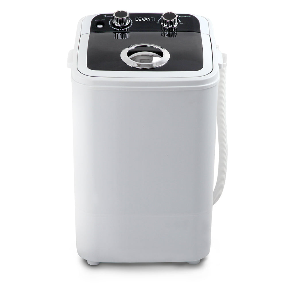 Devanti 4.6KG Portable Washing Machine - Compact & Lightweight for Small Spaces, Dorms, Apartments, RVs & Camping - Energy Efficient Black Mini Washer