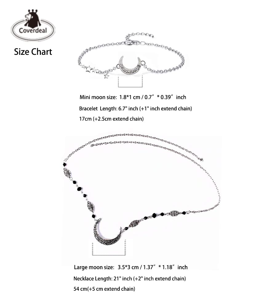 2pcs Moon Headband & Star Bracelet Set - Witch Headpiece, Fairy Crown Hair Chain for Women - Perfect for Halloween Costume, Cosplay, and Festival Accessories - Comes with Gift Box