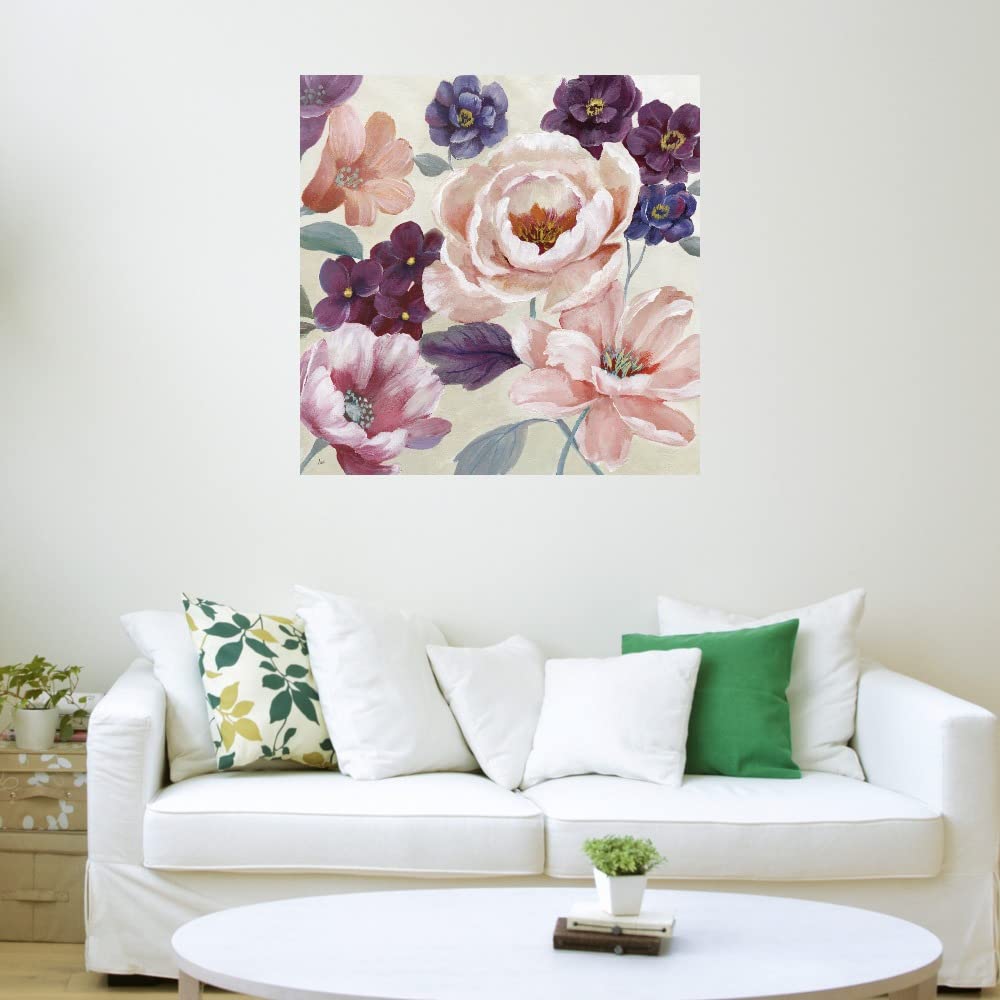 Soft Romance Canvas Wall Art - 37x37 Inch Hand-Painted Fine Art Decor by Artist Nan - Ready to Hang for Living Room, Bedroom, Office & More - Perfect for Home Decor, Wedding Gifts & Interior Design
