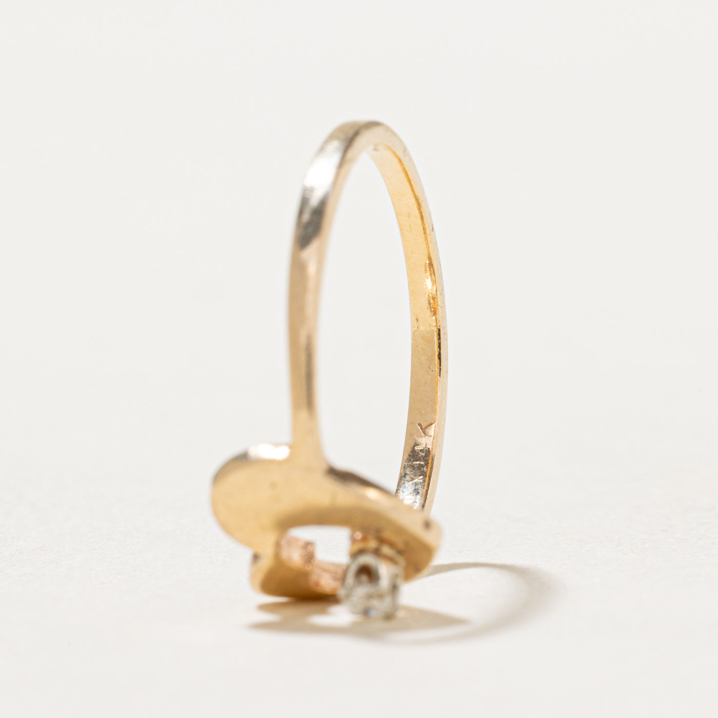 14K Gold Diamond Open Heart Ring - 0.03ct Natural Diamond, Size 4.75, Dainty Minimalist Jewelry for Women - Perfect for Valentine's Day, Anniversary Gifts & Everyday Elegance
