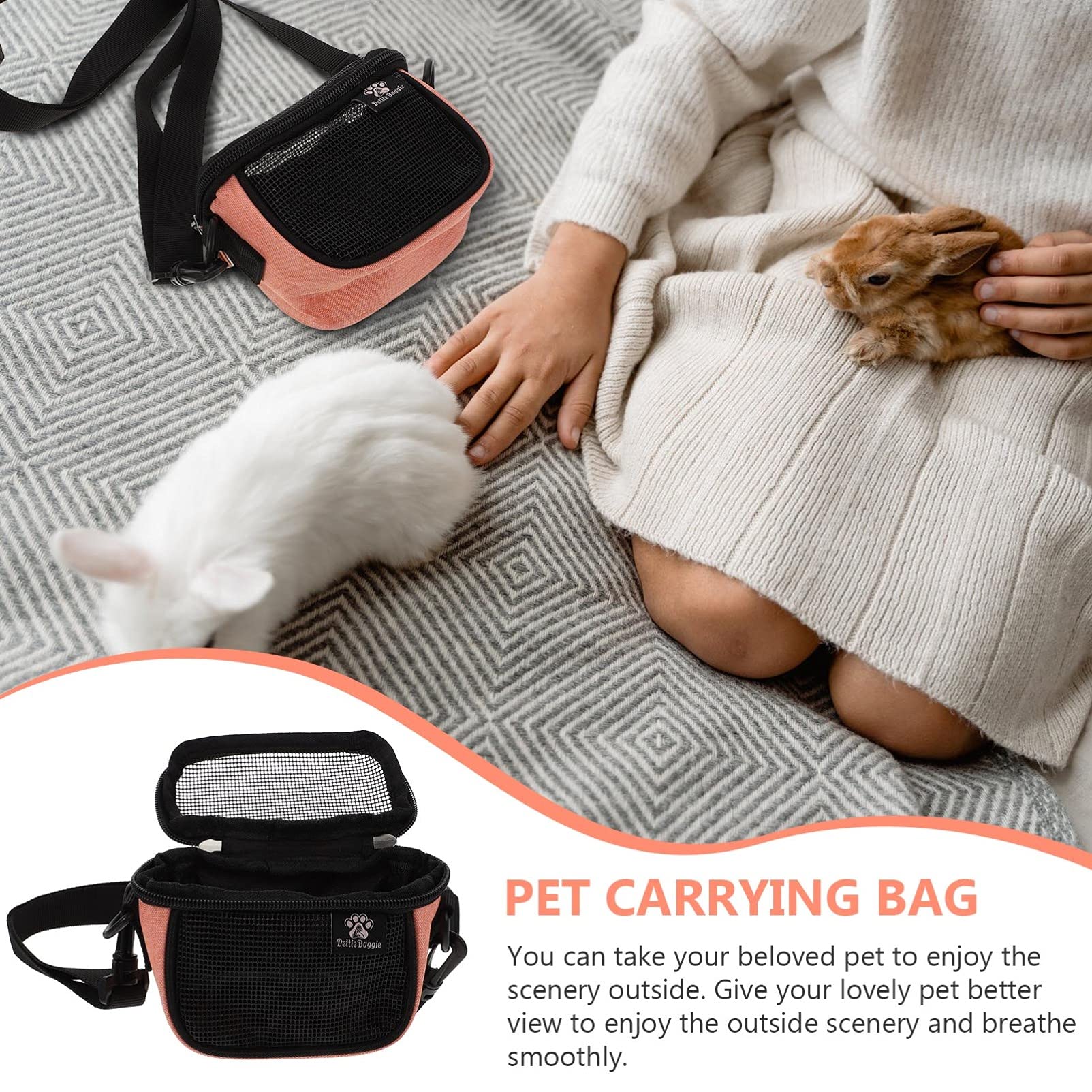 Small Animal Carrier Pouch - Hamster, Sugar Glider, Chinchilla, Rat Crossbody Travel Bag with Zipper & Tunnel Tube for Cage Accessories | Perfect for Outdoor Adventures, Pet Travel & Small Animal Supplies
