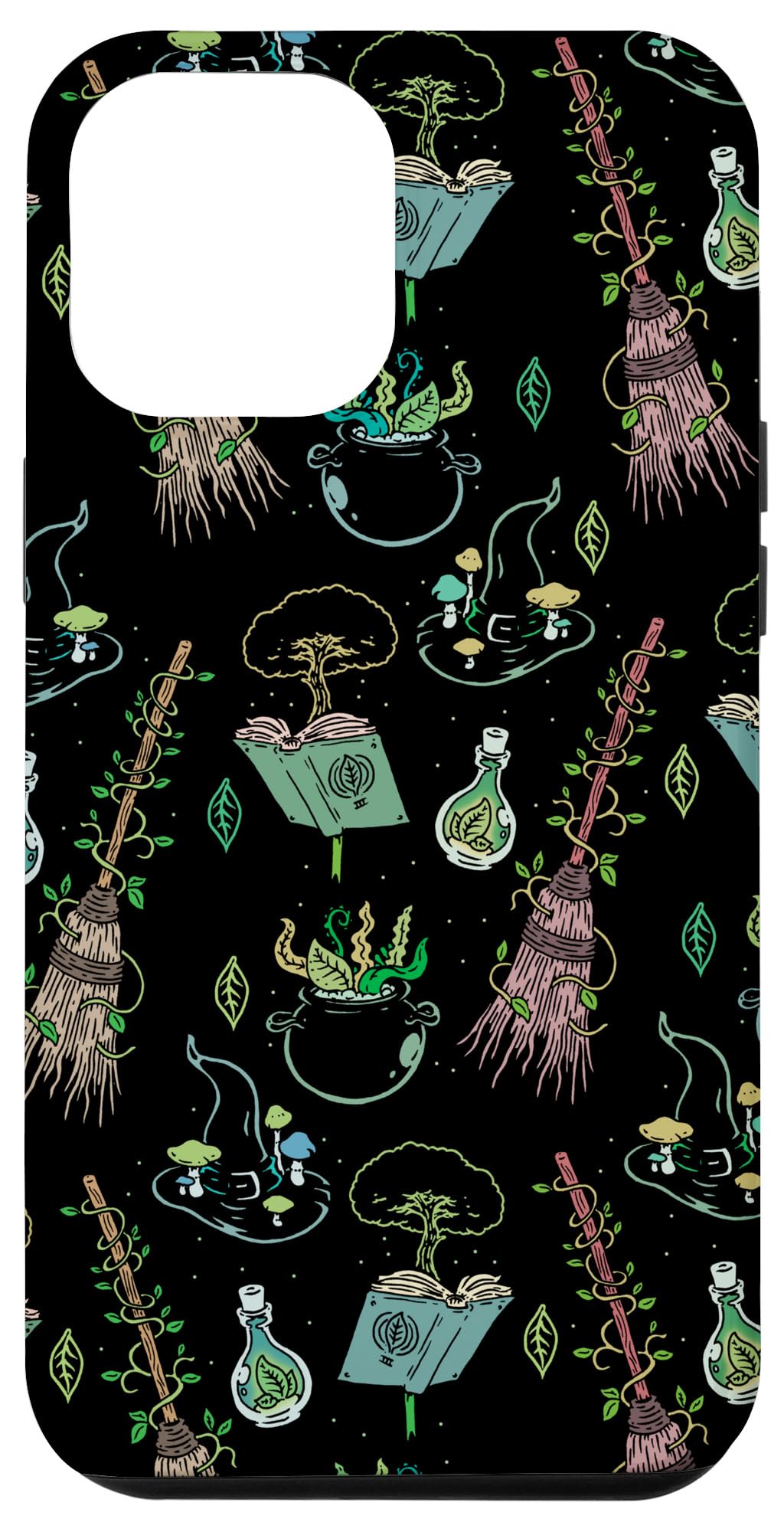 iPhone 12 Pro Max Case - Green Forest Witch Design with Magical Herbs & Flowers - Occult & Gothic Style Phone Cover for Protection - Perfect for Halloween, Witchcraft & Fantasy Lovers