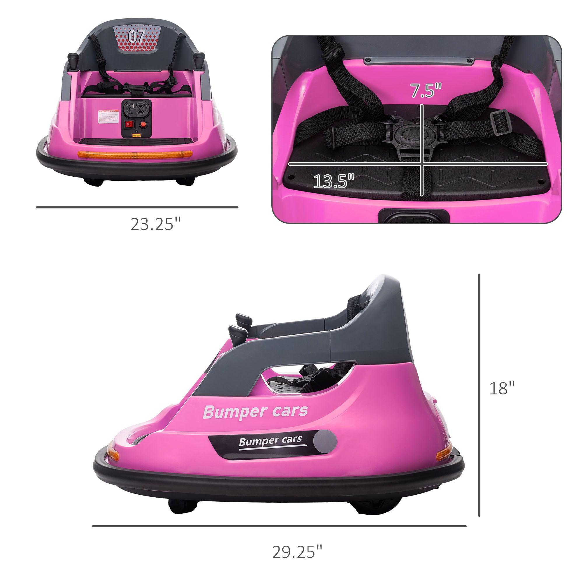 12V Electric Bumper Car for Kids Ages 1.5-5 Years - 360° Spin Ride-On Toy with Parent Remote Control, LED Lights & Music - Pink Battery-Powered Bumper Vehicle for Indoor/Outdoor Play, Birthday Gifts, and Amusement Park Fun