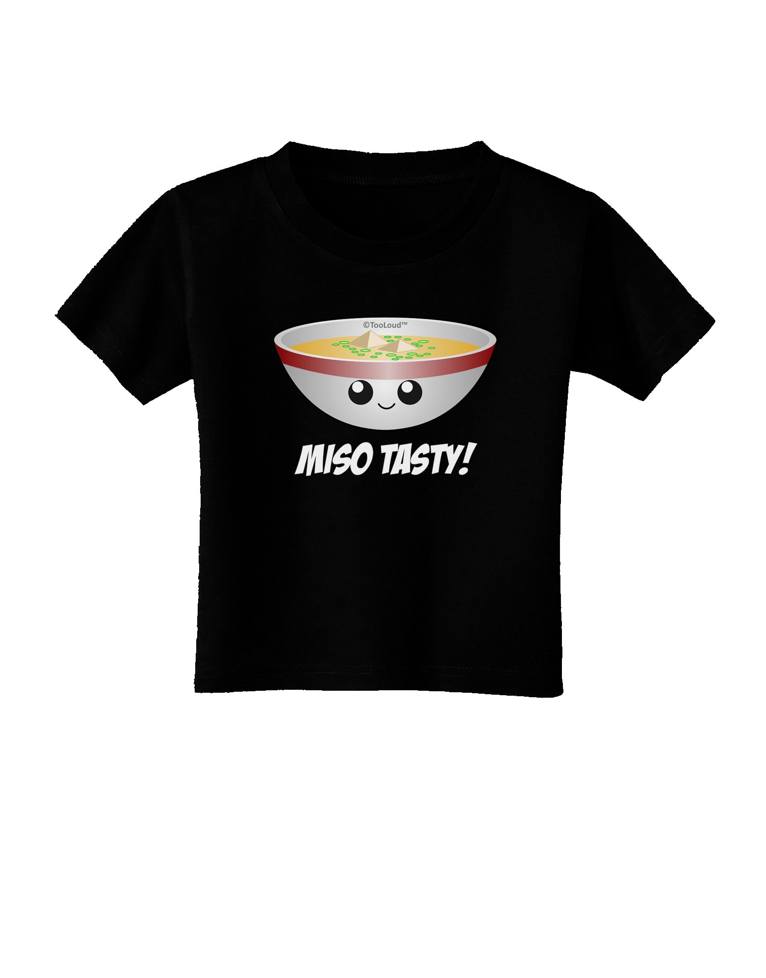 TOOLOUD Miso Tasty - Adorable Miso Soup Bowl Print Toddler T-Shirt - Dark Color - Perfect for Baby's First Japanese Food Experience & Cute Outfit